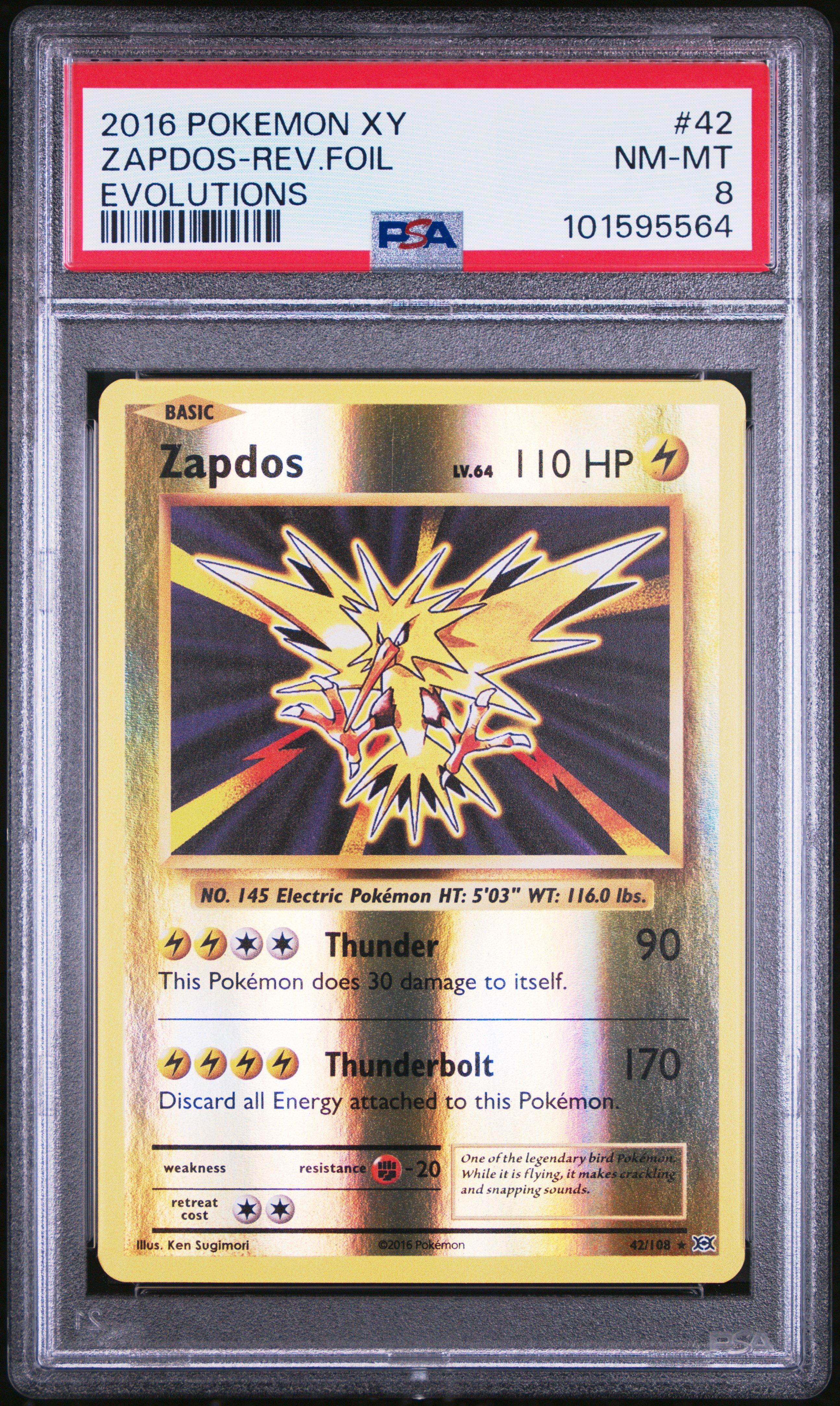 2016 Pokemon Xy Evolutions 42 Zapdos-reverse Foil PSA