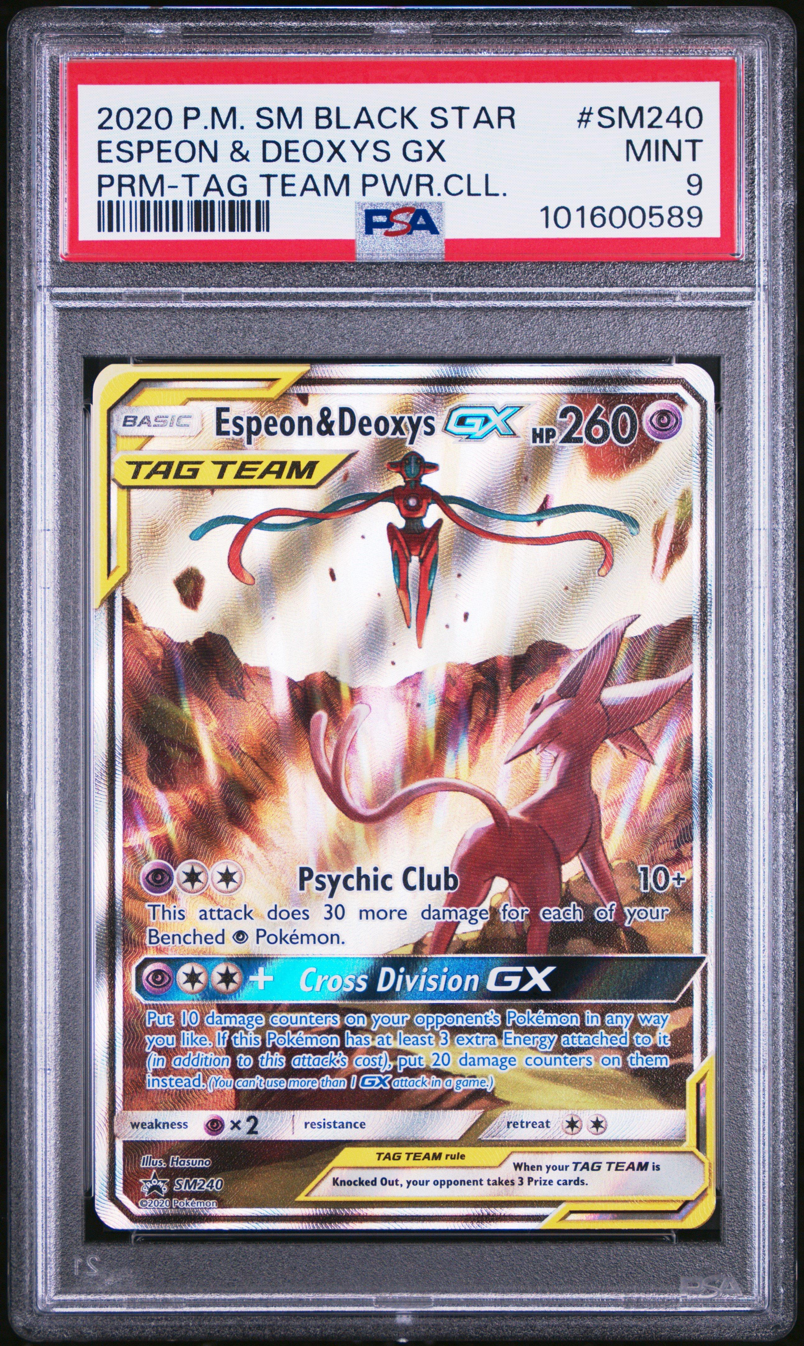 2020 Pokemon Sm Black Star Promo Sm240 Espeon & Deoxys Gx Tag Team Powers  Collection PSA 9 Graded Card | GameStop