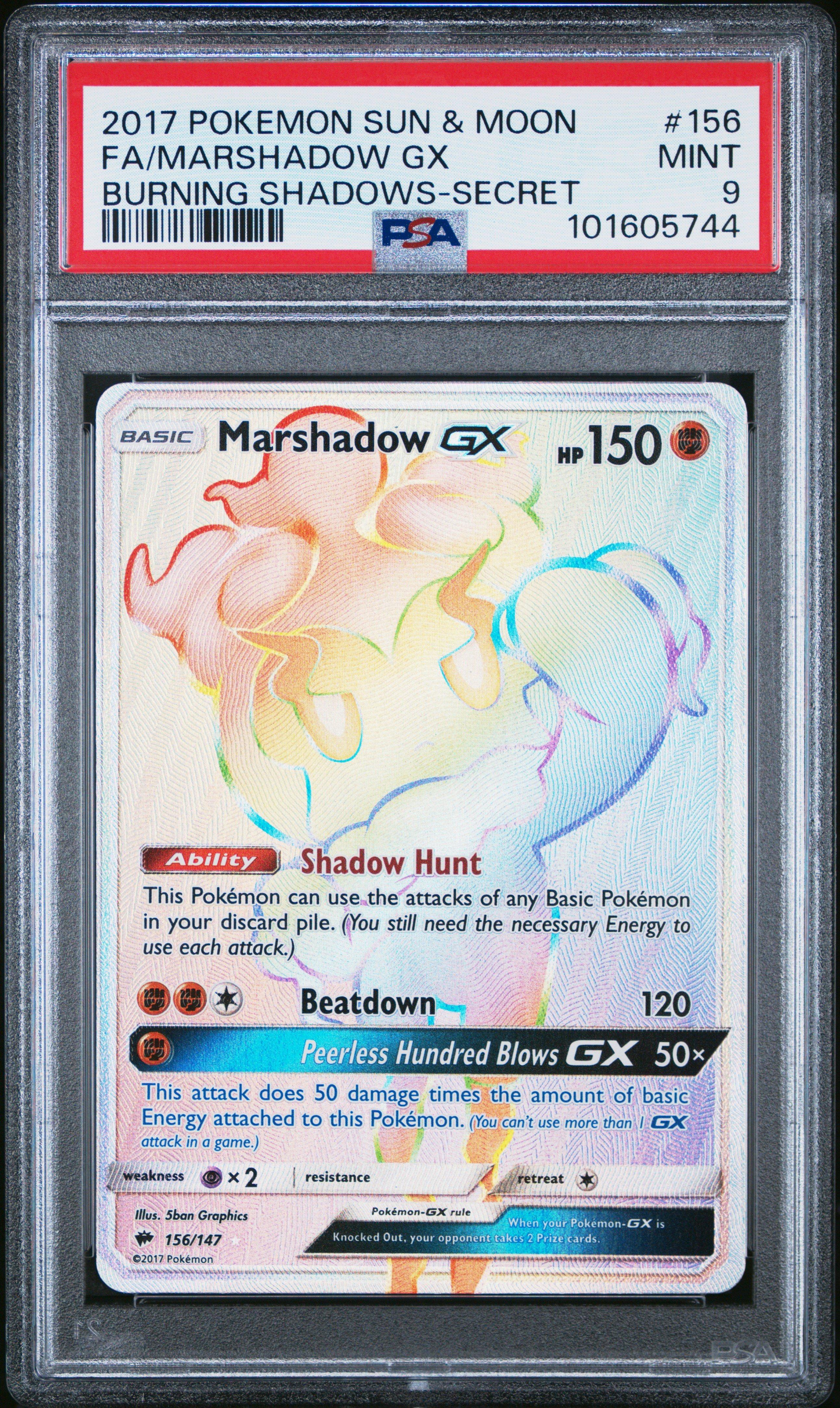 2017 Pokemon Sun & Moon Burning Shadows 156 Full Art/marshadow Gx Secret PSA