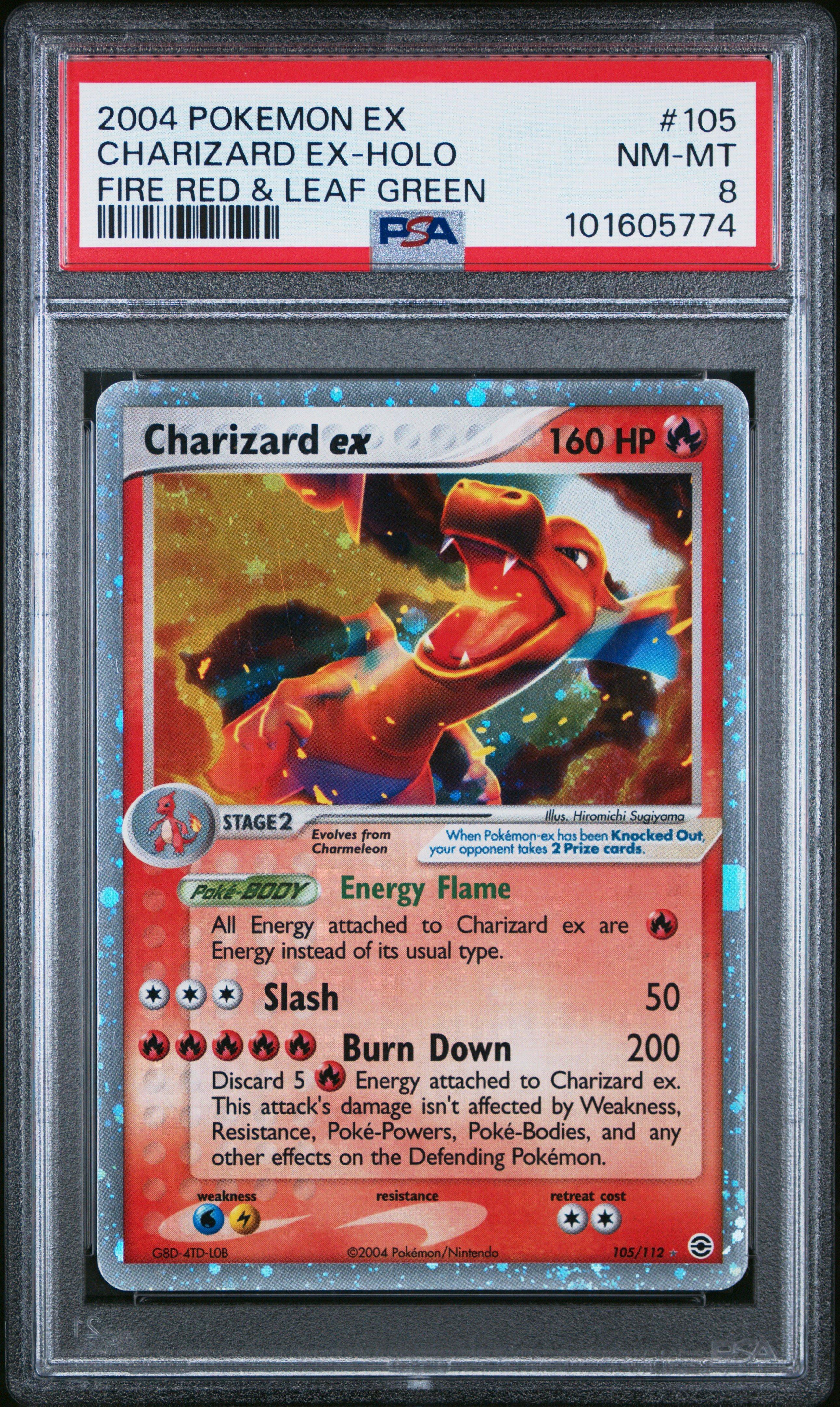 2004 Pokemon Ex Fire Red & Leaf Green 105 Charizard Ex-holo PSA 8