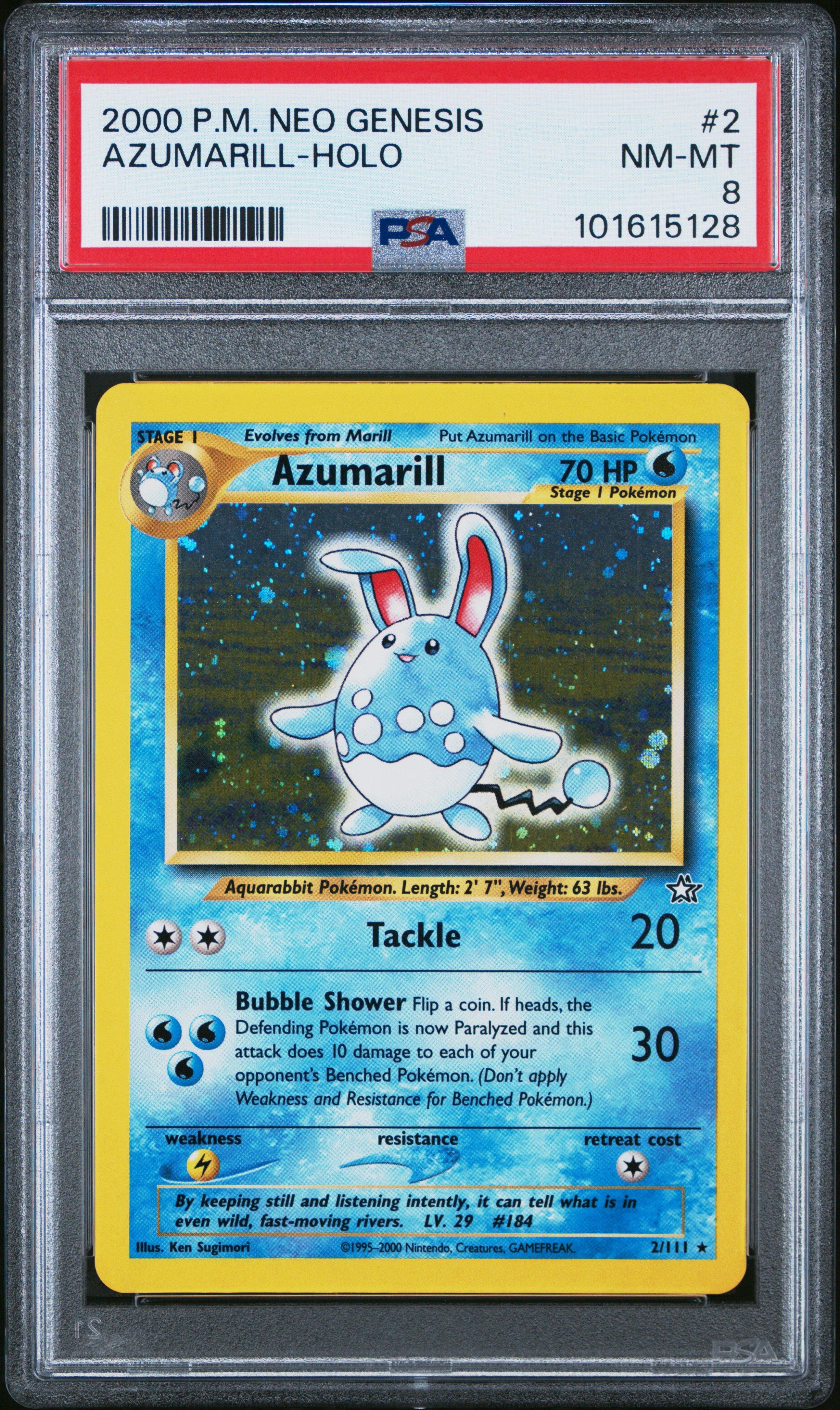 2000 Pokemon Neo Genesis 2 Azumarill-holo PSA 8