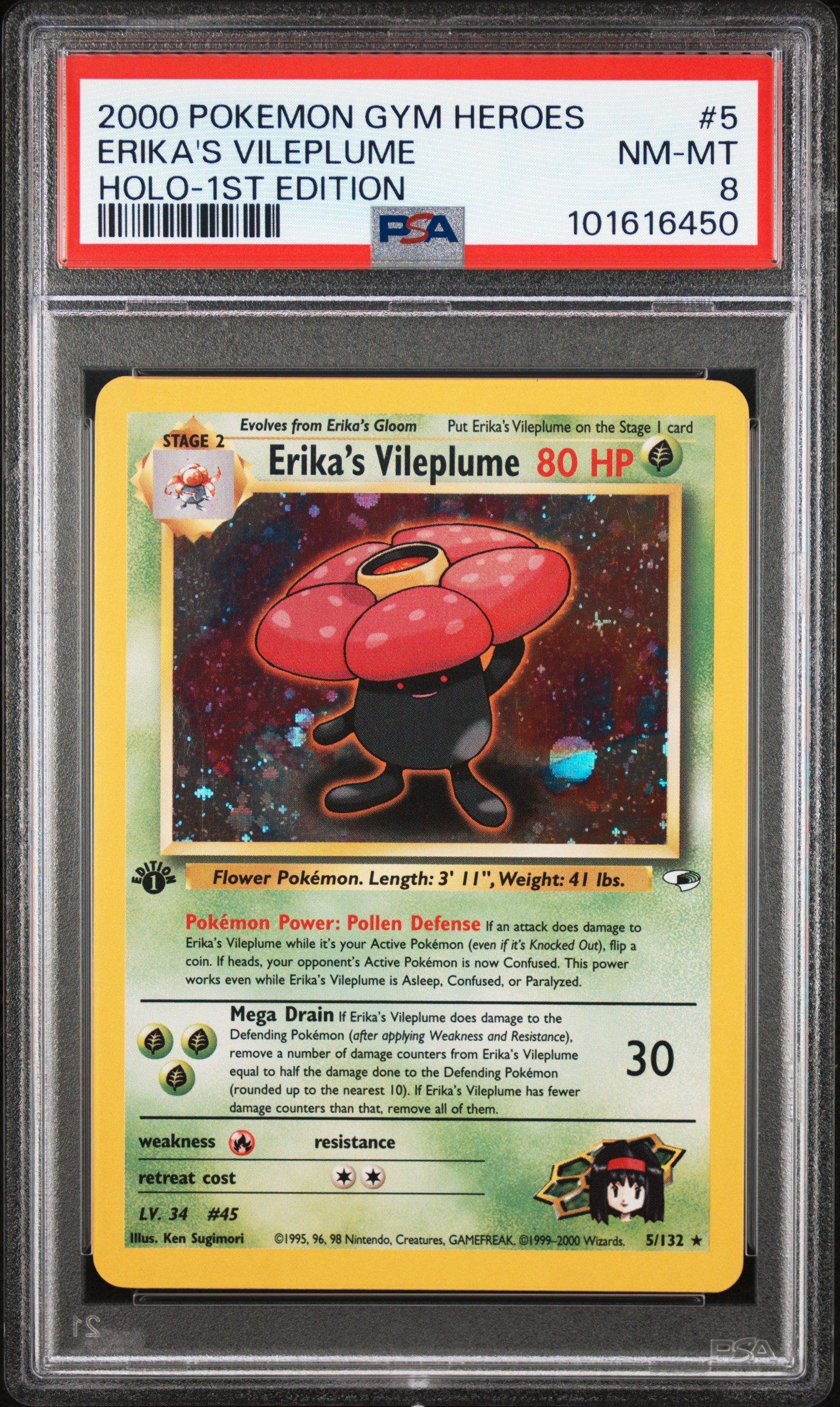 2000 Pokemon Gym Heroes 5 Erika's Vileplume Holo-1st Edition PSA