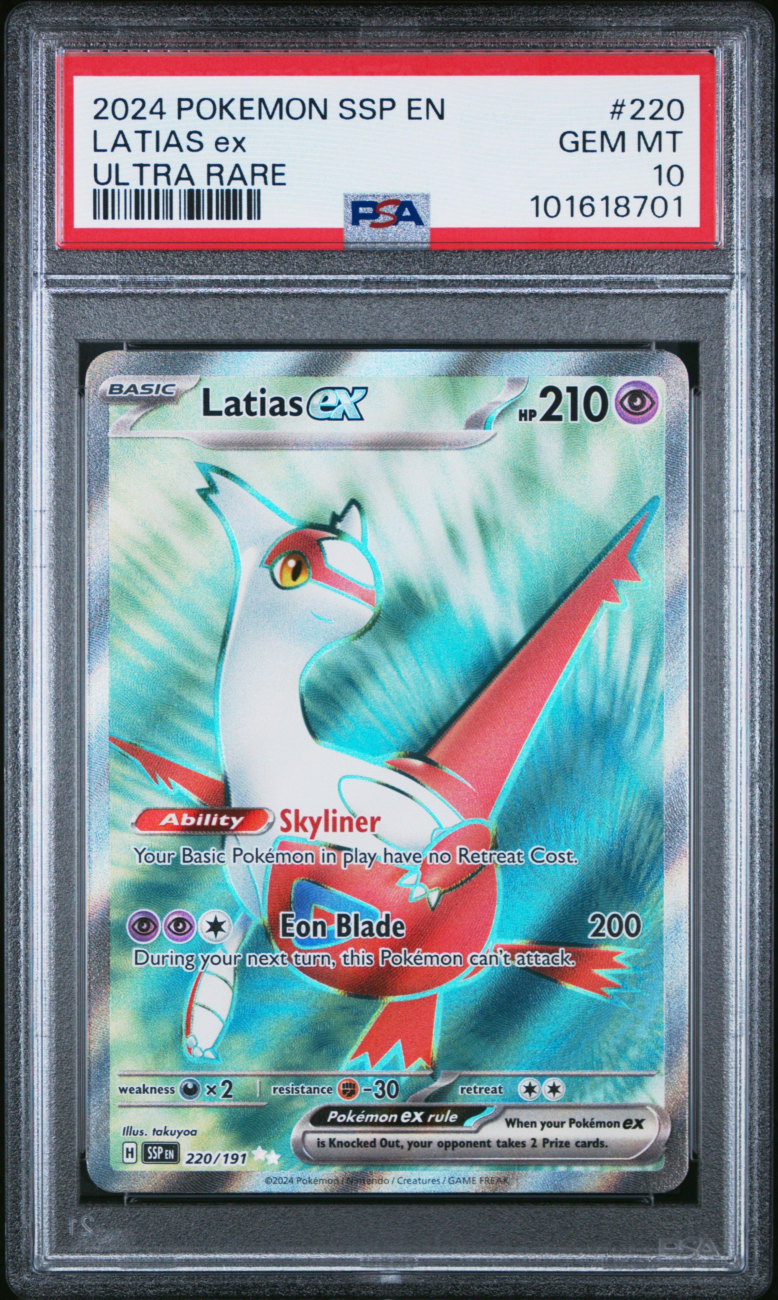 2024 Pokemon Ssp En-surging Sparks 220 Latias Ex Ultra Rare PSA 10