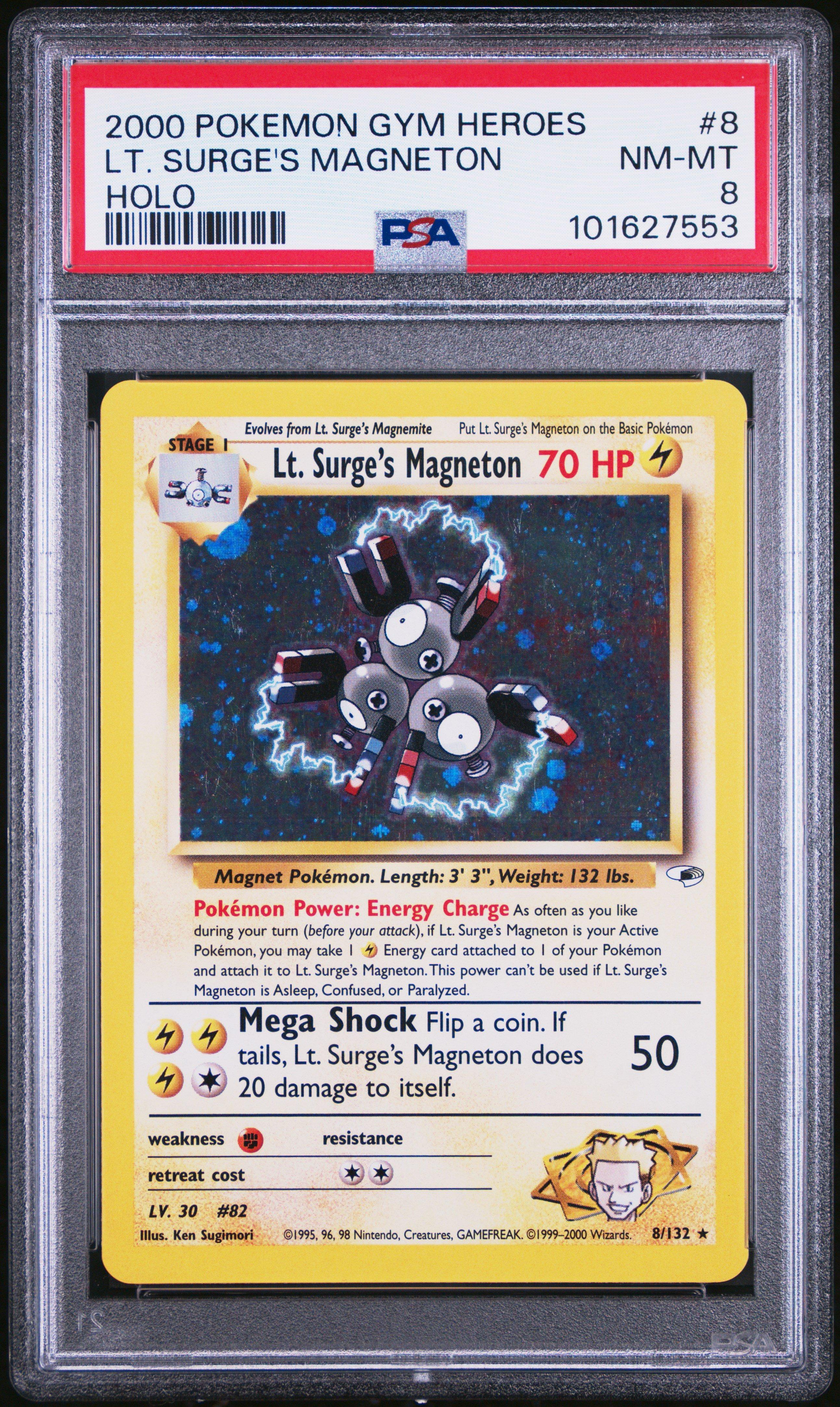 2000 Pokemon Gym Heroes 8 Lt. Surge's Magneton Holo PSA 8