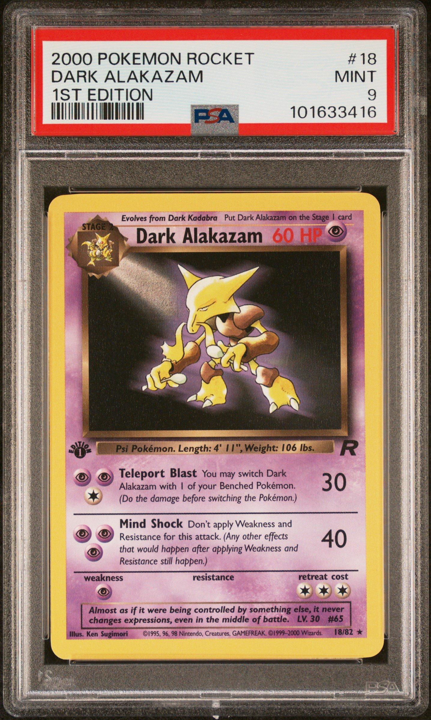 2000 Pokemon Rocket 18 Dark Alakazam 1st Edition PSA 9