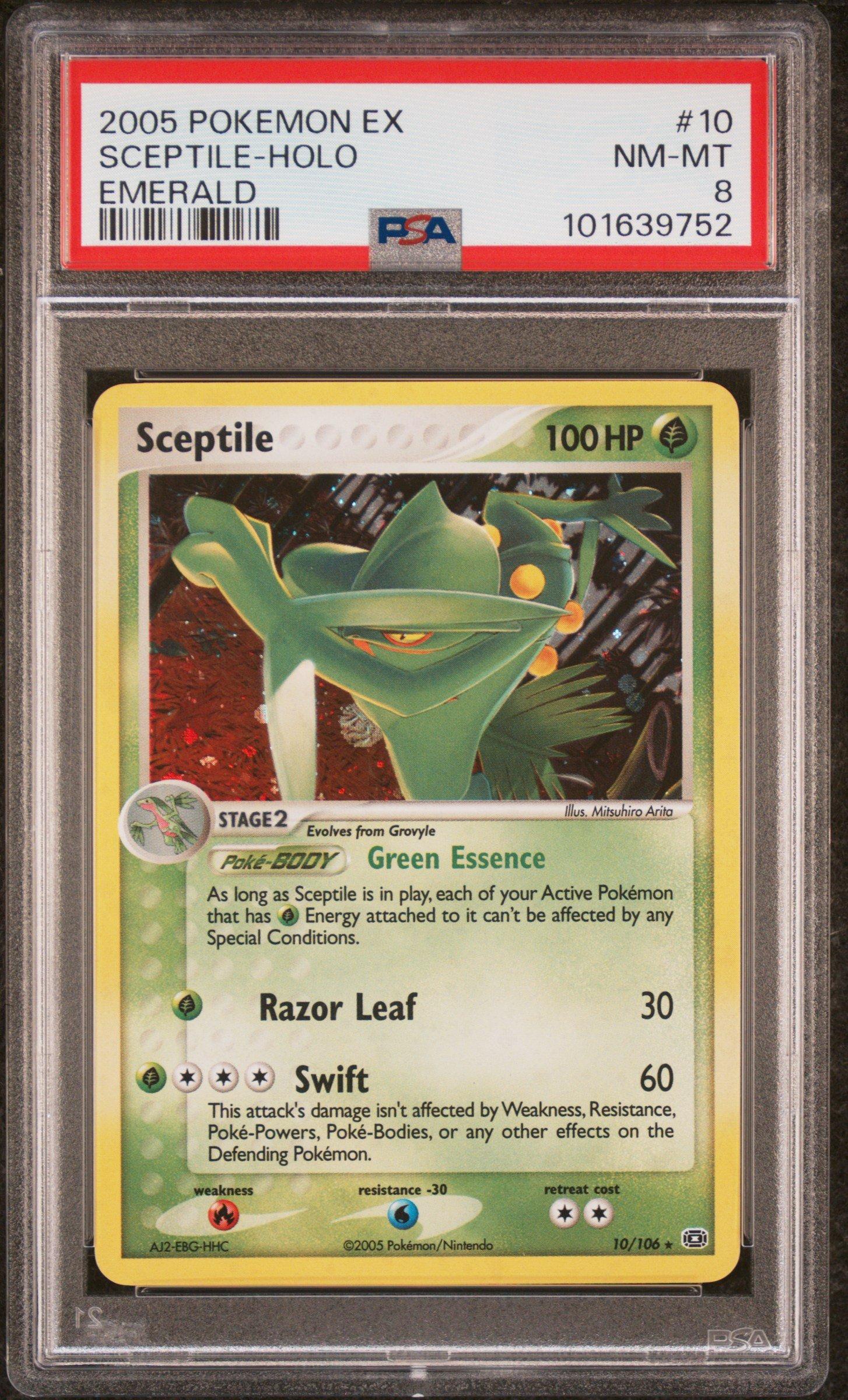 2005 Pokemon Ex Emerald 10 Sceptile-holo PSA 8