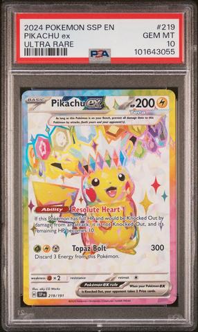 2024 Pokemon Ssp En-surging Sparks 219 Pikachu Ex Ultra Rare PSA 9
