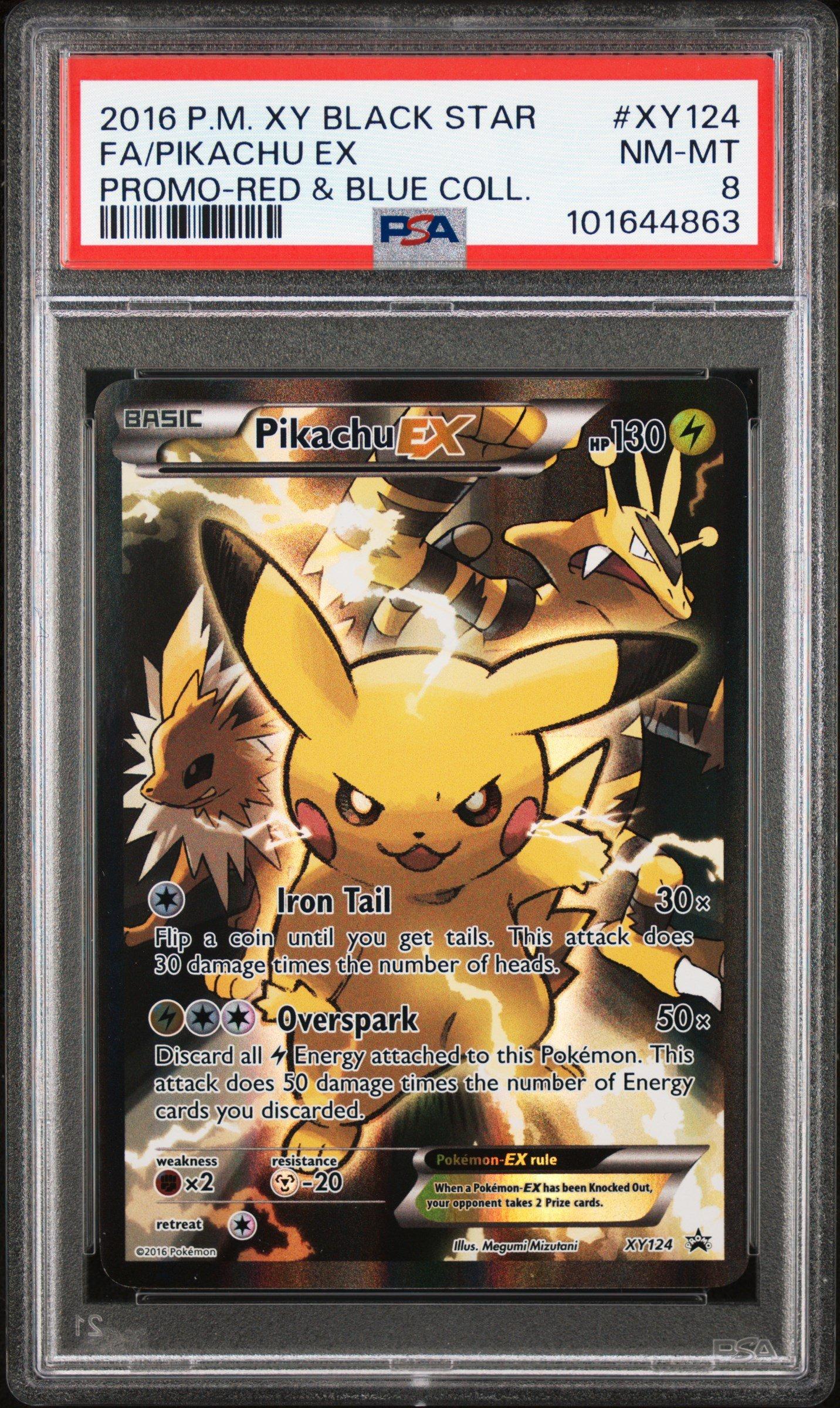 2016 Pokemon Xy Black Star Promo Xy124 Full Art/pikachu Ex Red & Blue Collection PSA