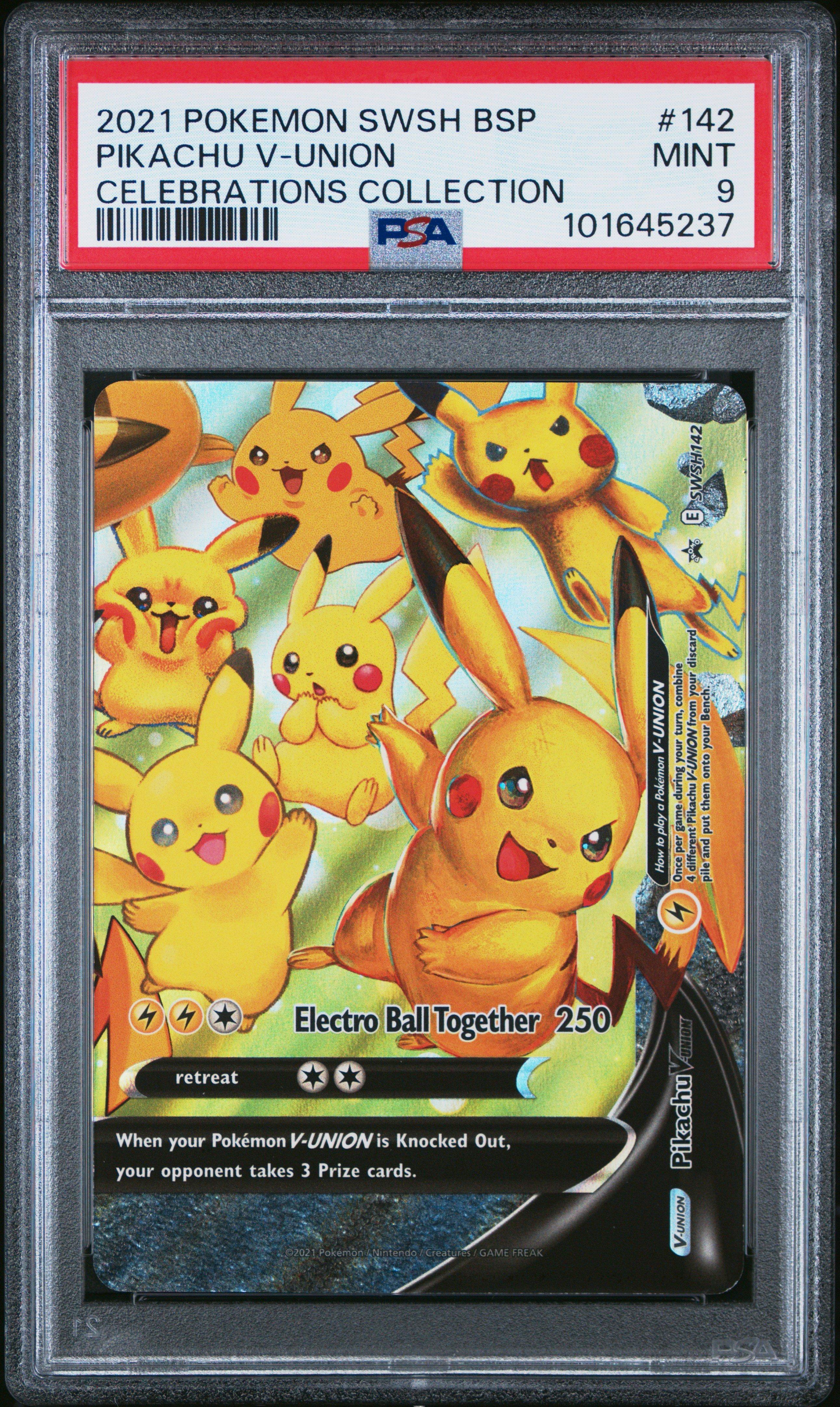 2021 Pokemon Swsh Black Star Promo Pikachu V-union Celebrations Collection PSA