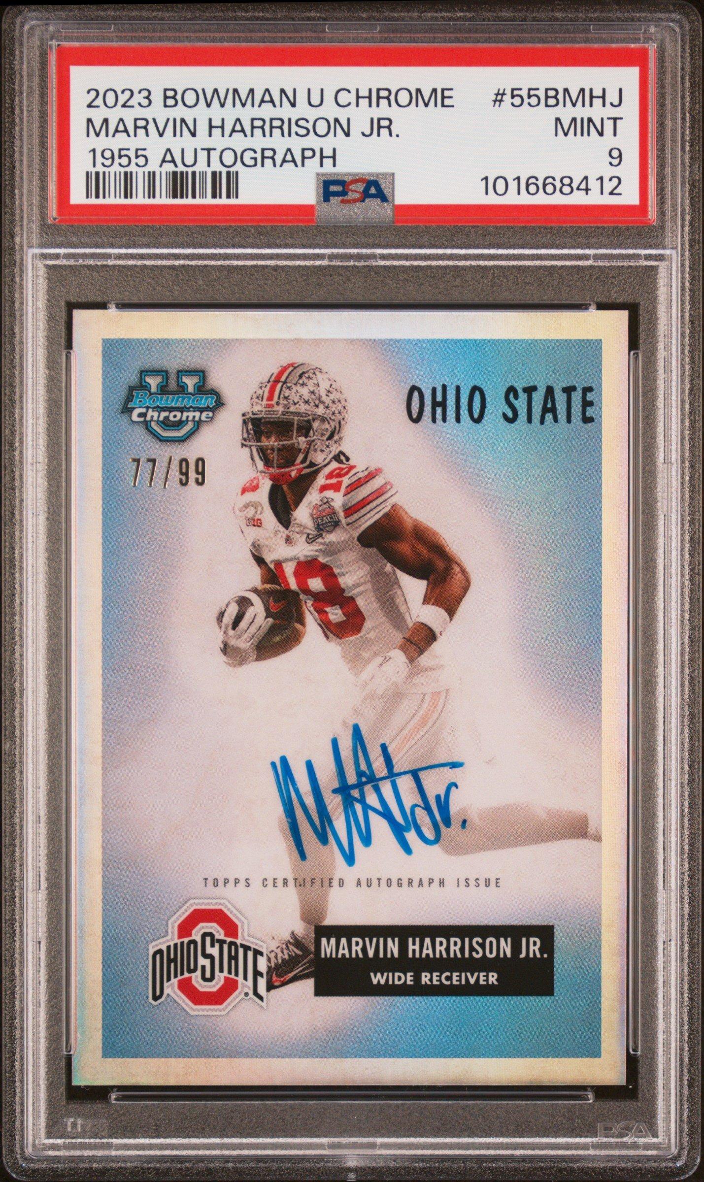 2023 Bowman University Chrome 1955 Bowman Autograph 55bmhj Marvin Harrison Jr. PSA 9