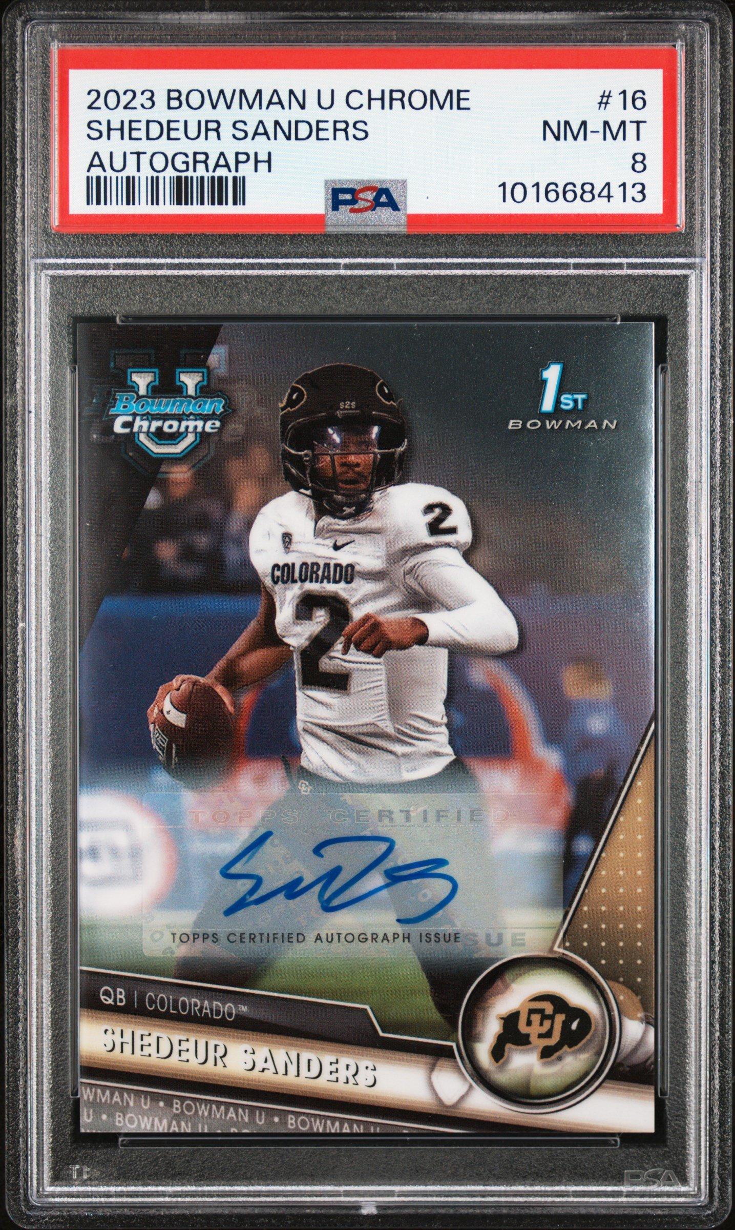 2023 Bowman University Chrome 16 Shedeur Sanders Autograph PSA 8