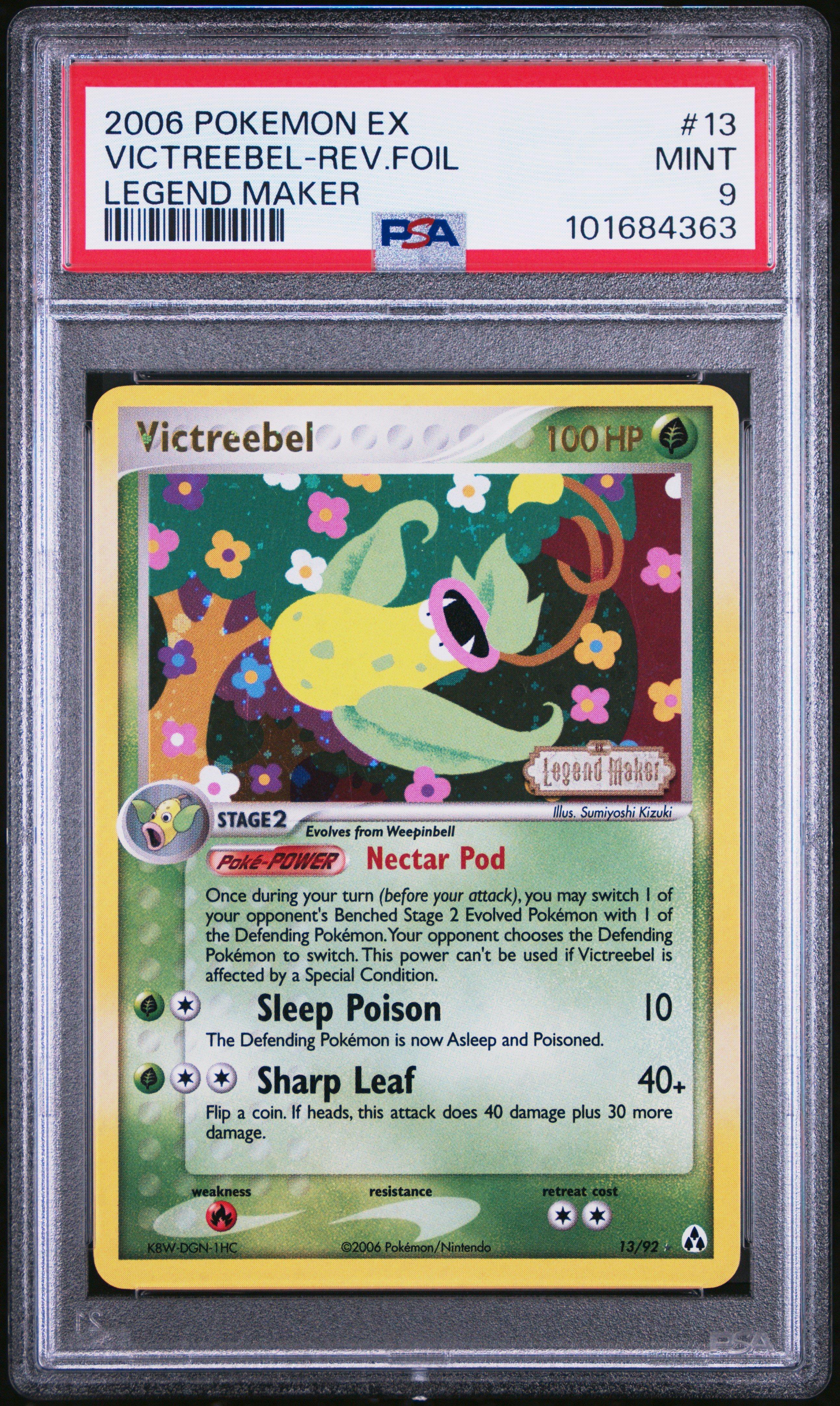 2006 Pokemon Ex Legend Maker 13 Victreebel-reverse Foil PSA 9