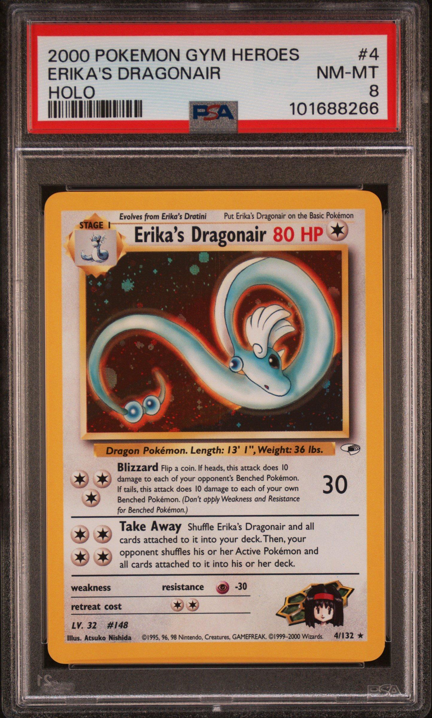2000 Pokemon Gym Heroes 4 Erika's Dragonair Holo PSA