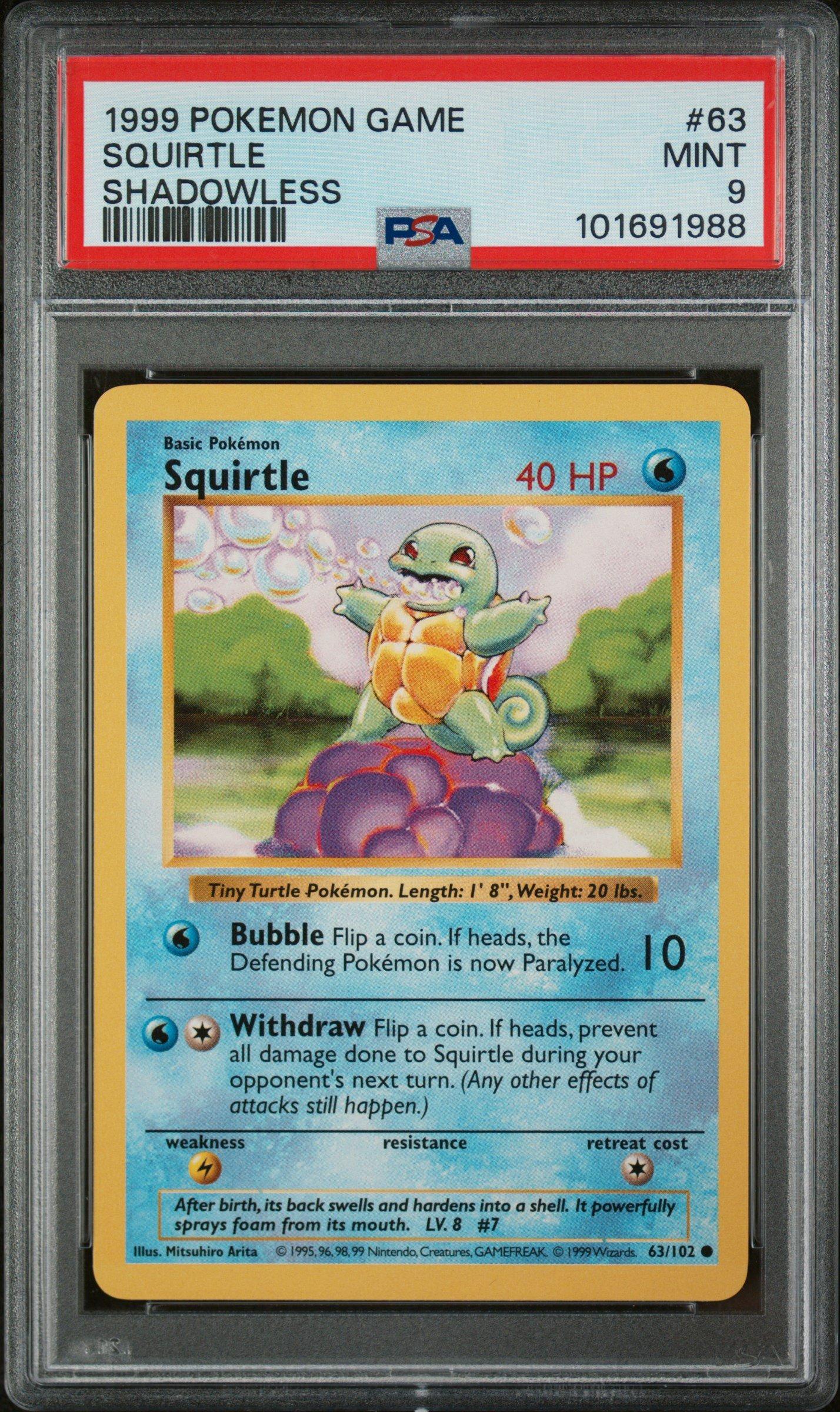 1999 Pokemon Game 63 Squirtle Shadowless PSA 9 Graded Card | GameStop