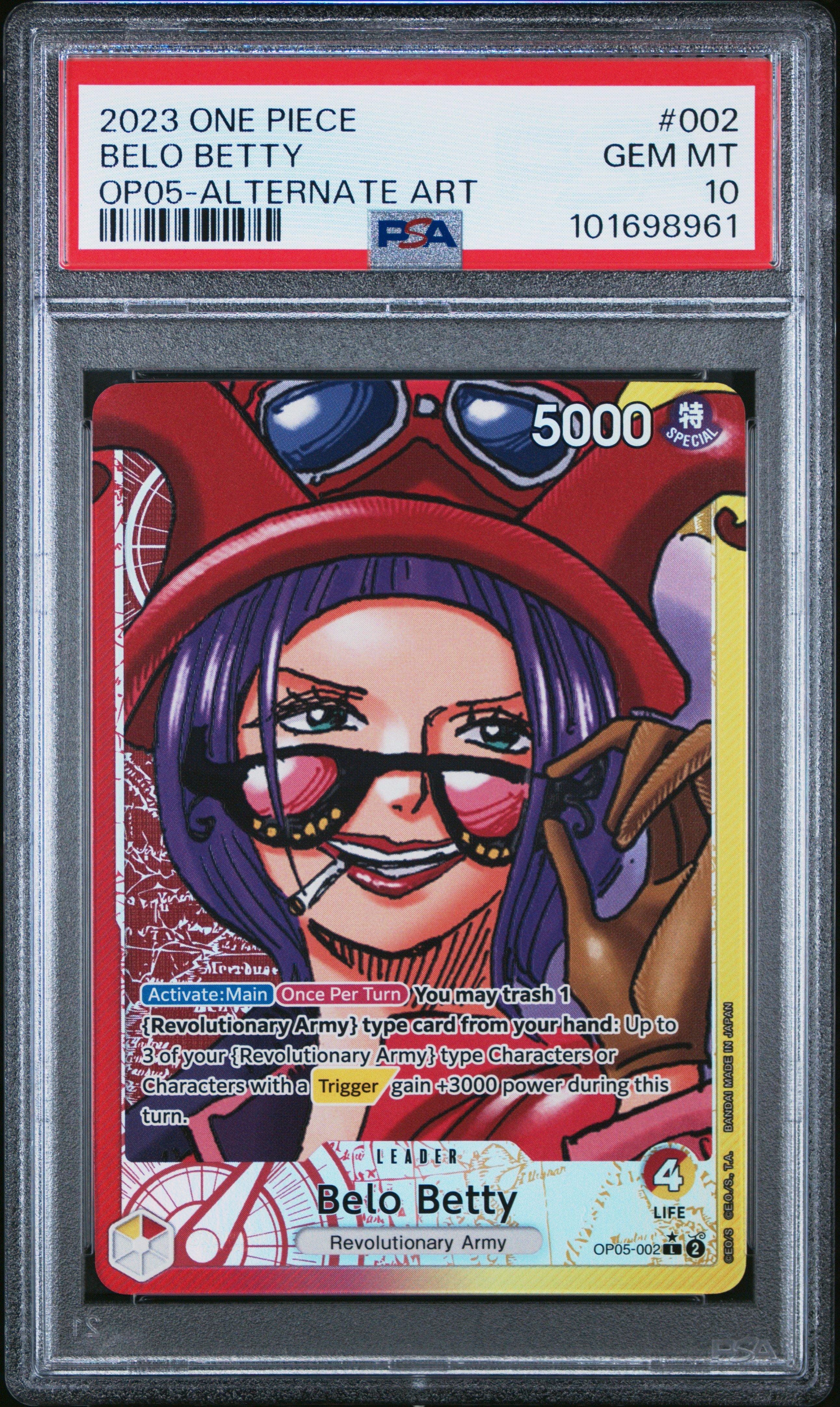 2023 One Piece Op05-awakening Of The New Era Belo Betty Alternate Art PSA 10
