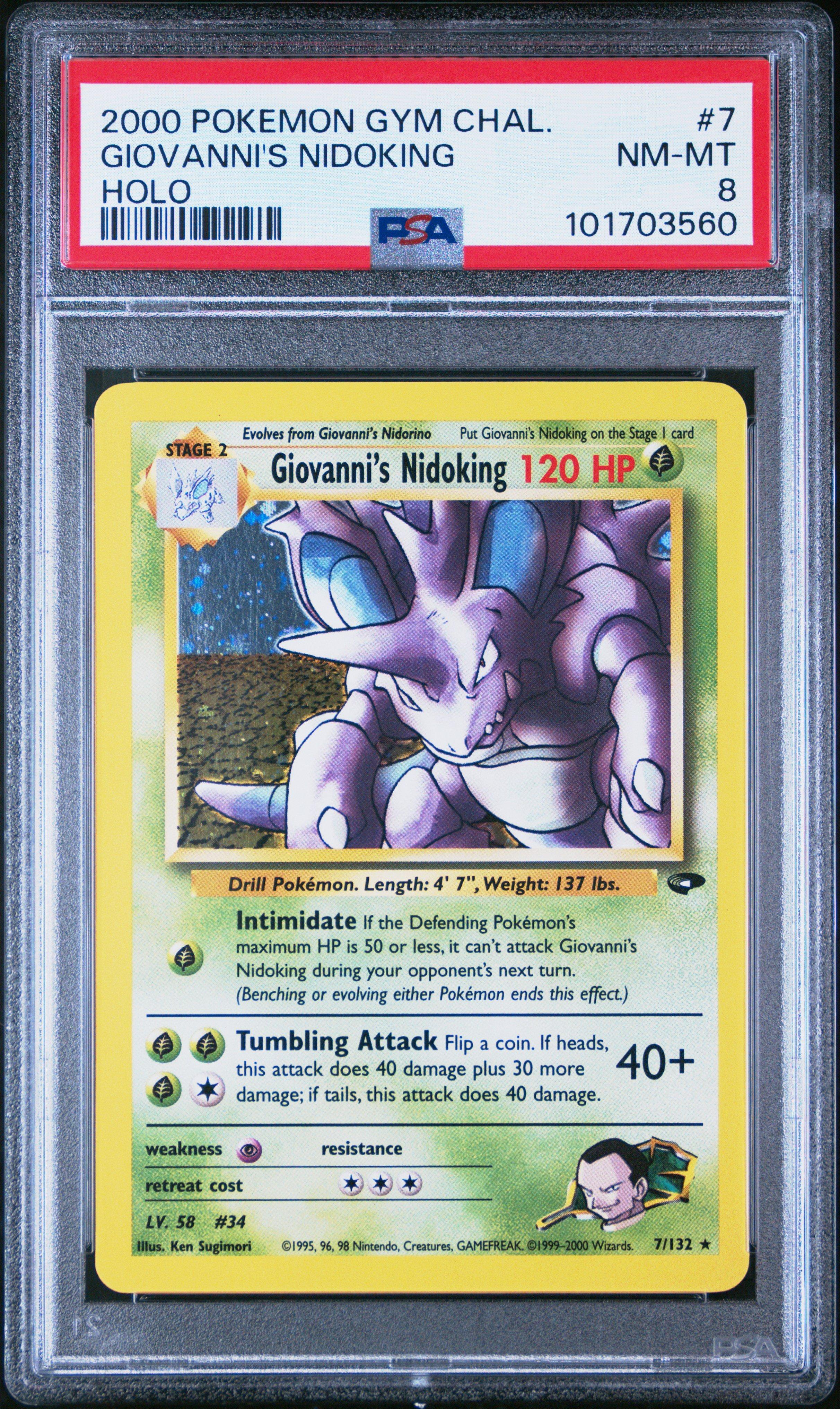 2000 Pokemon Gym Challenge 7 Giovanni's Nidoking Holo PSA
