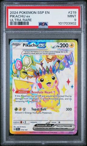2024 Pokemon Ssp En-surging Sparks 219 Pikachu Ex Ultra Rare PSA 9