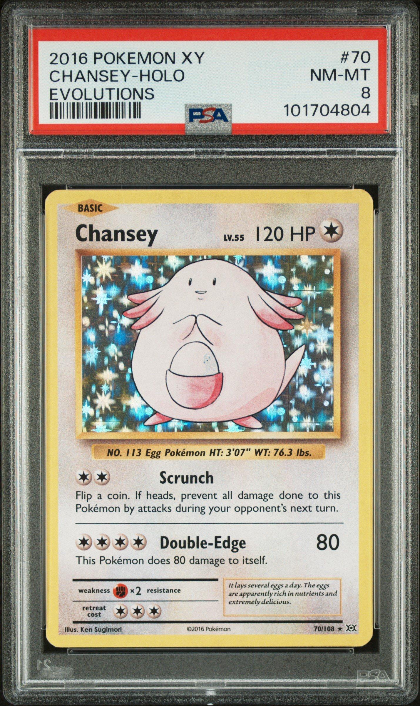 2016 Pokemon Xy Evolutions 70 Chansey-holo PSA 8 Graded Card