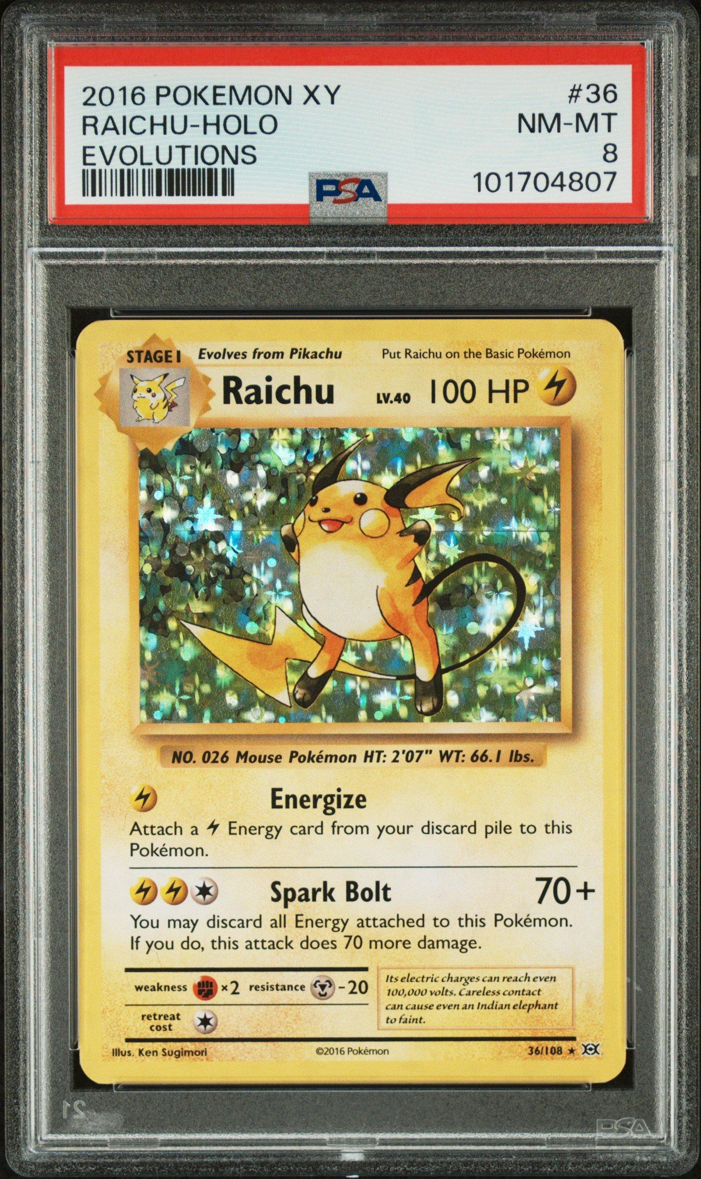 raichu pokemon card price 2016 Pokemon Xy Evolutions 36 Raichu-holo PSA 8 Graded Card