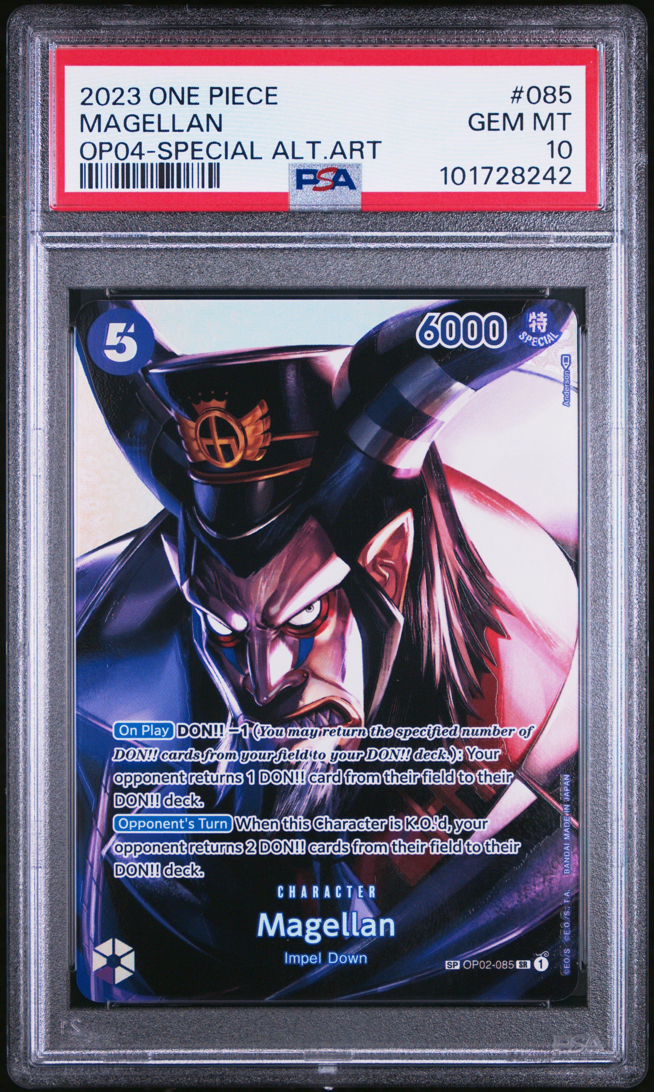 2023 One Piece Op04-kingdoms Of Intrigue 085 Magellan Special Alternate Art PSA 10
