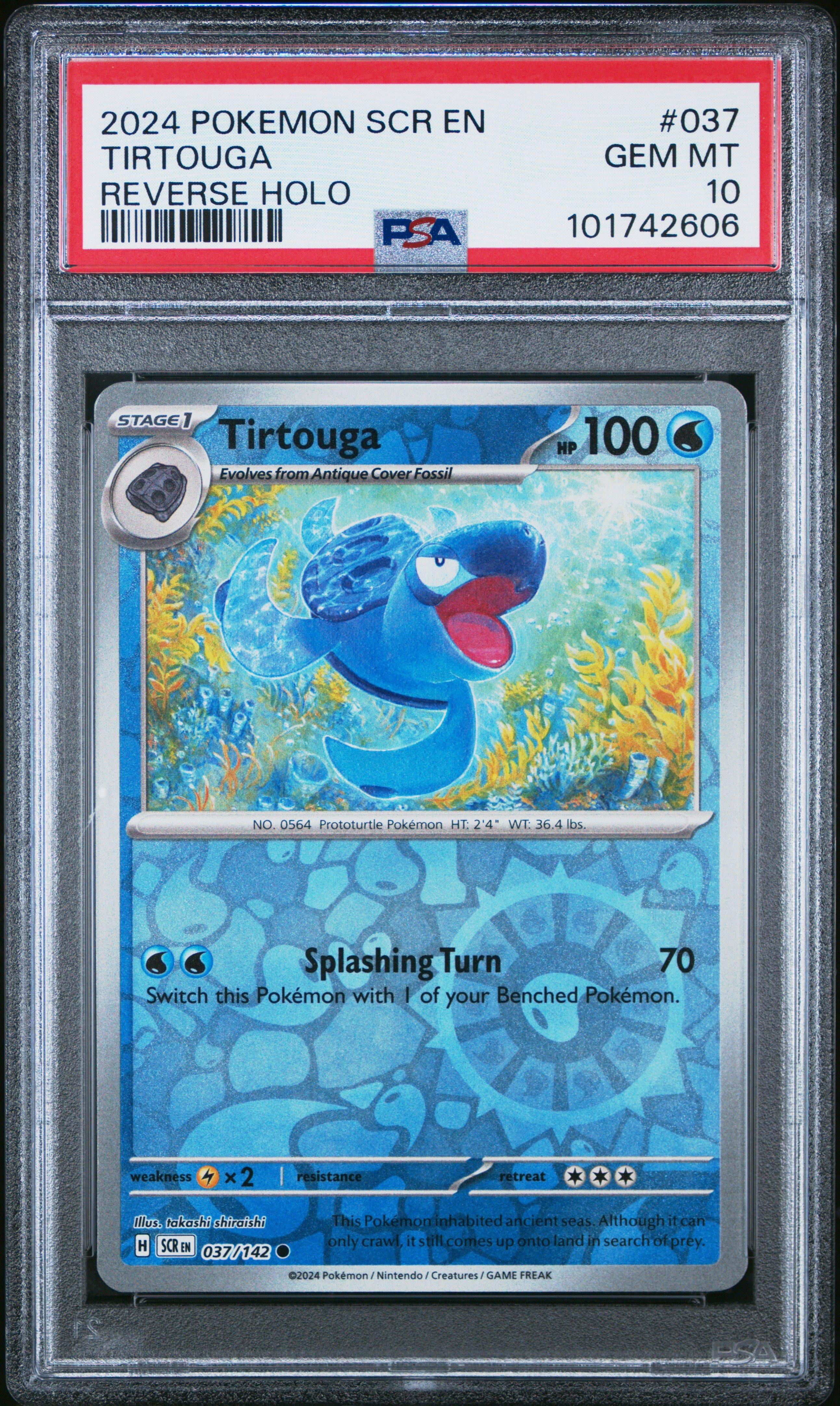 2024 Pokemon Scr En-stellar Crown 037 Tirtouga Reverse Holo PSA 10