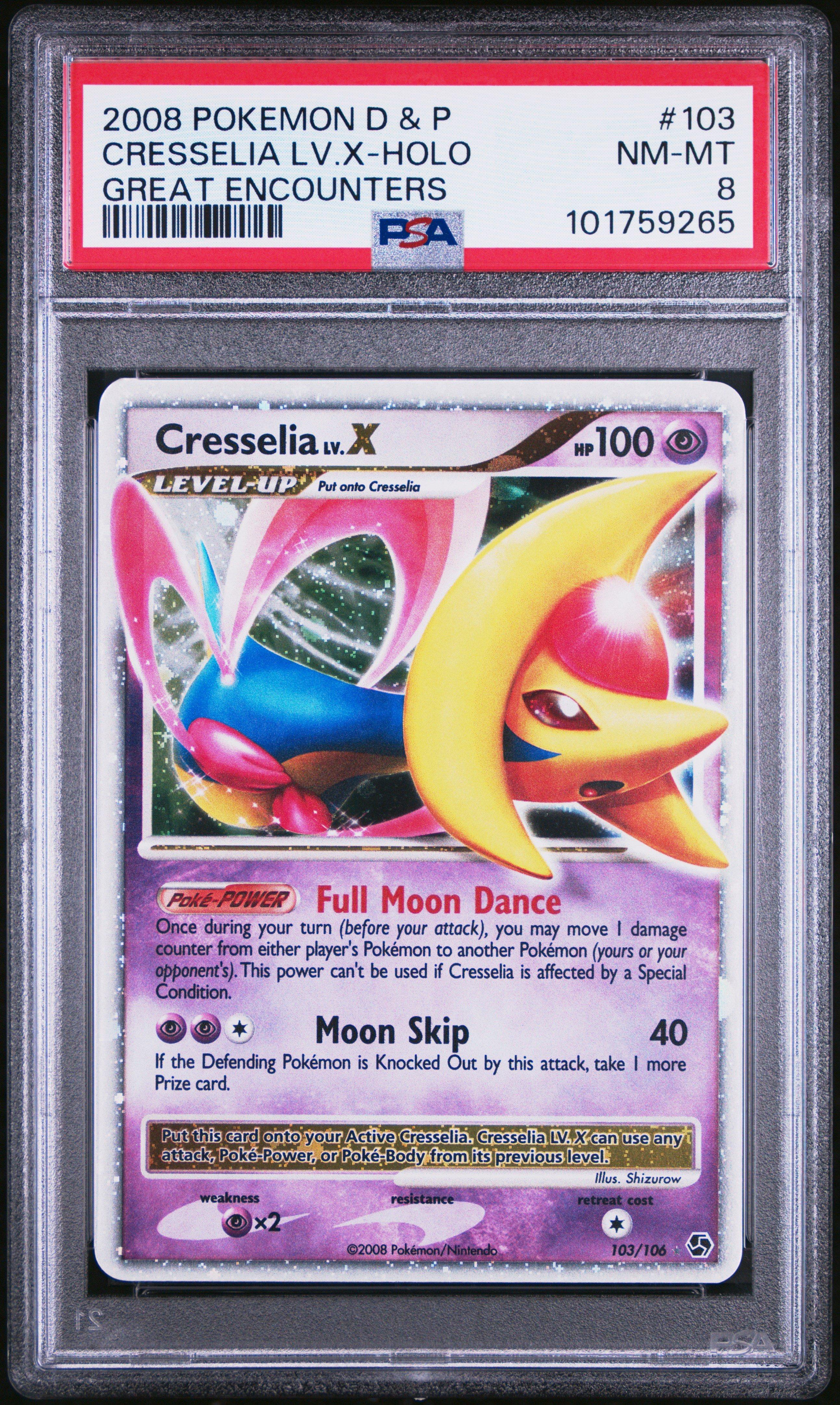 2008 Pokemon Diamond & Pearl Great Encounters 103 Cresselia Lv.x-holo PSA