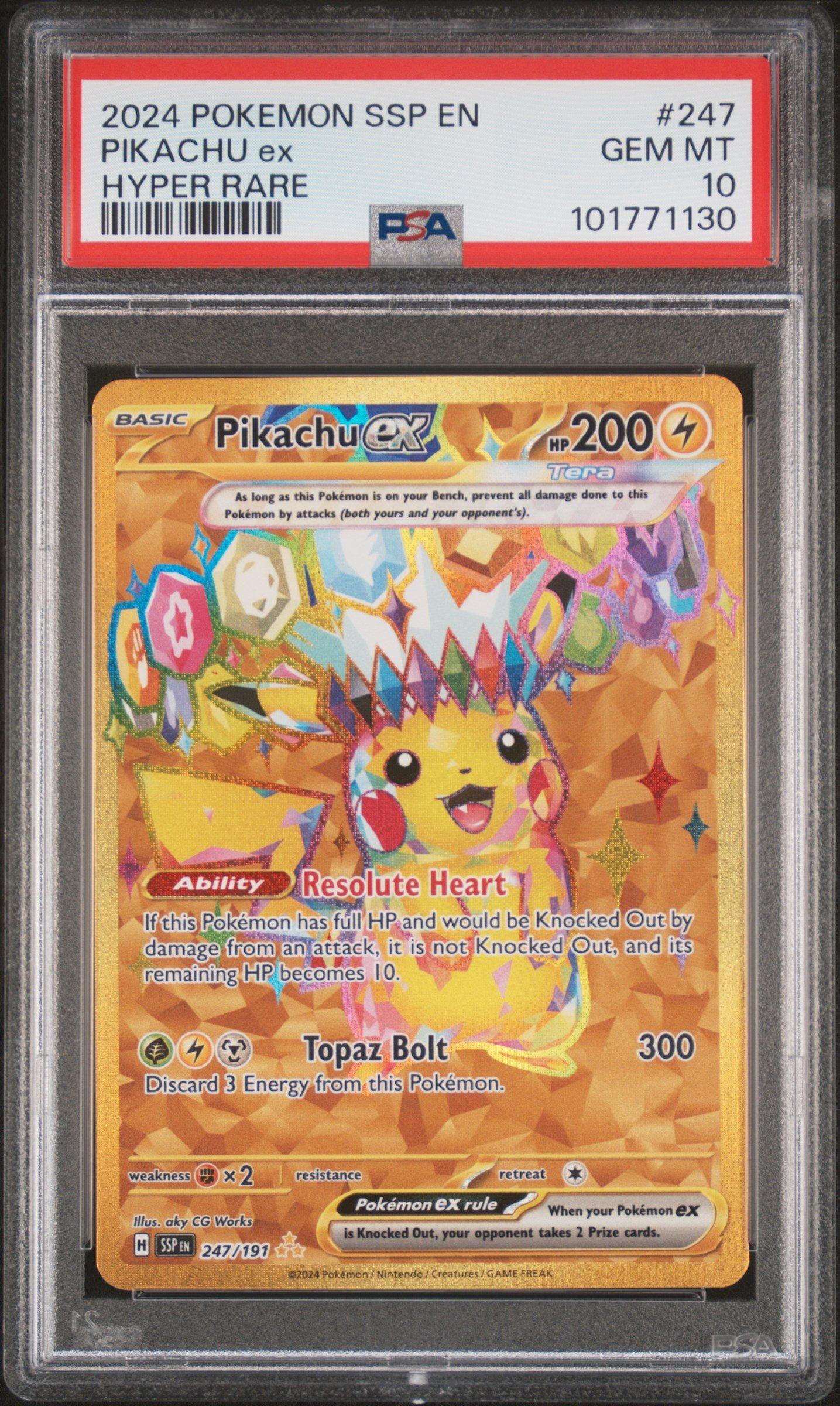 2024 Pokemon Ssp En-surging Sparks 247 Pikachu Ex Hyper Rare PSA 10 Graded  Card | GameStop