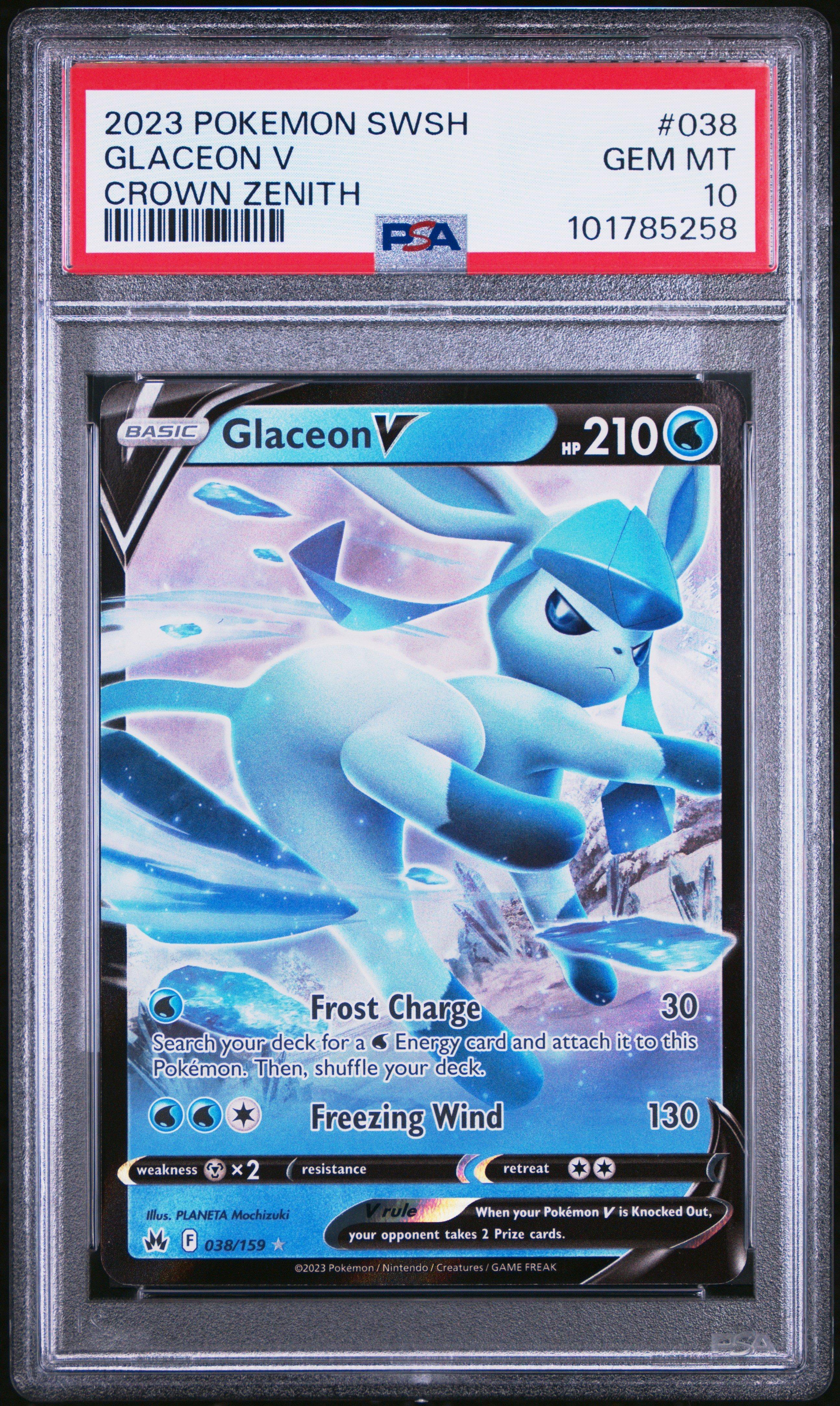 2023 Pokemon Sword And Shield Crown Zenith 038 Glaceon V PSA