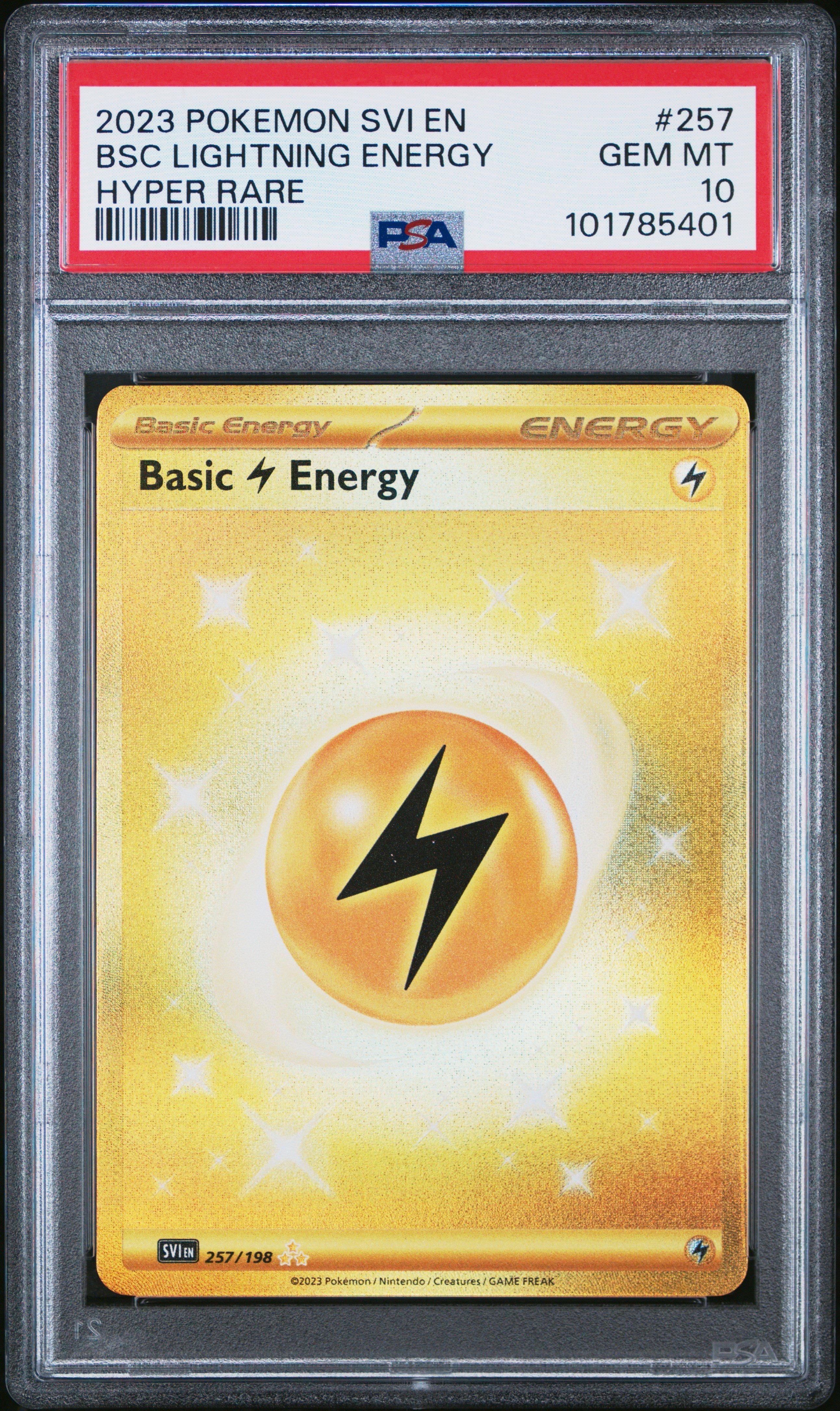 2023 Pokemon Svi En-scarlet & Violet 257 Basic Lightning Energy Hyper Rare PSA 10