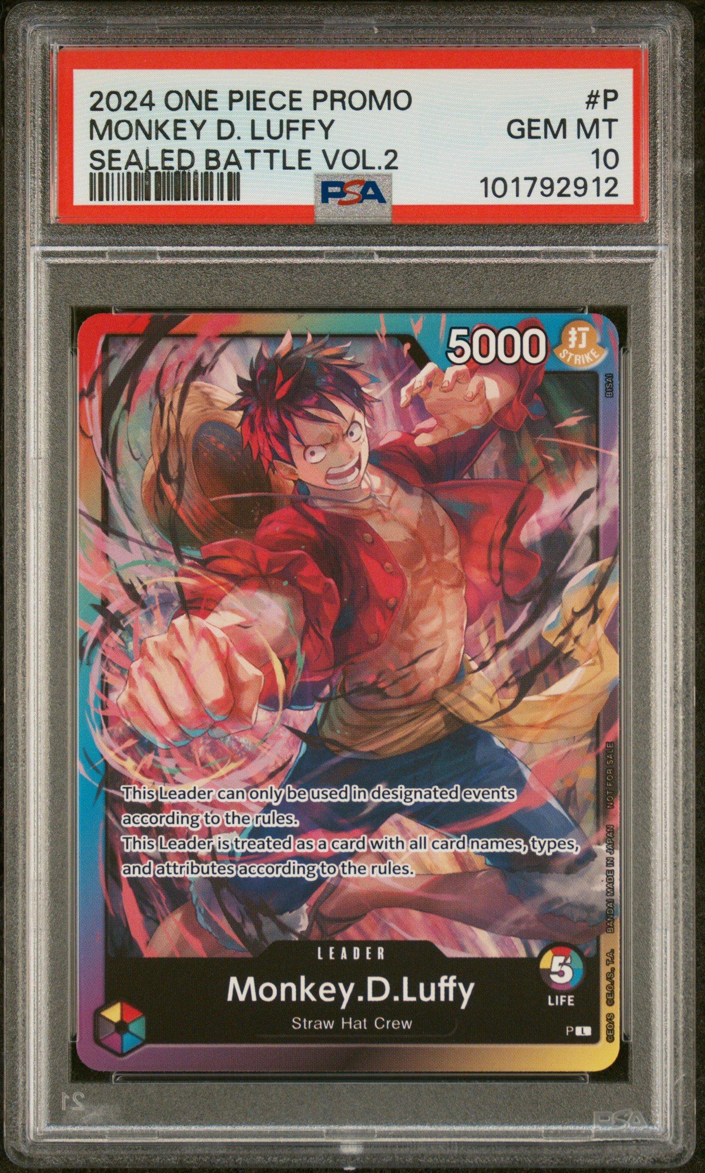 2024 One Piece Promos P Monkey D. Luffy Sealed Battle Vol.2 PSA 10