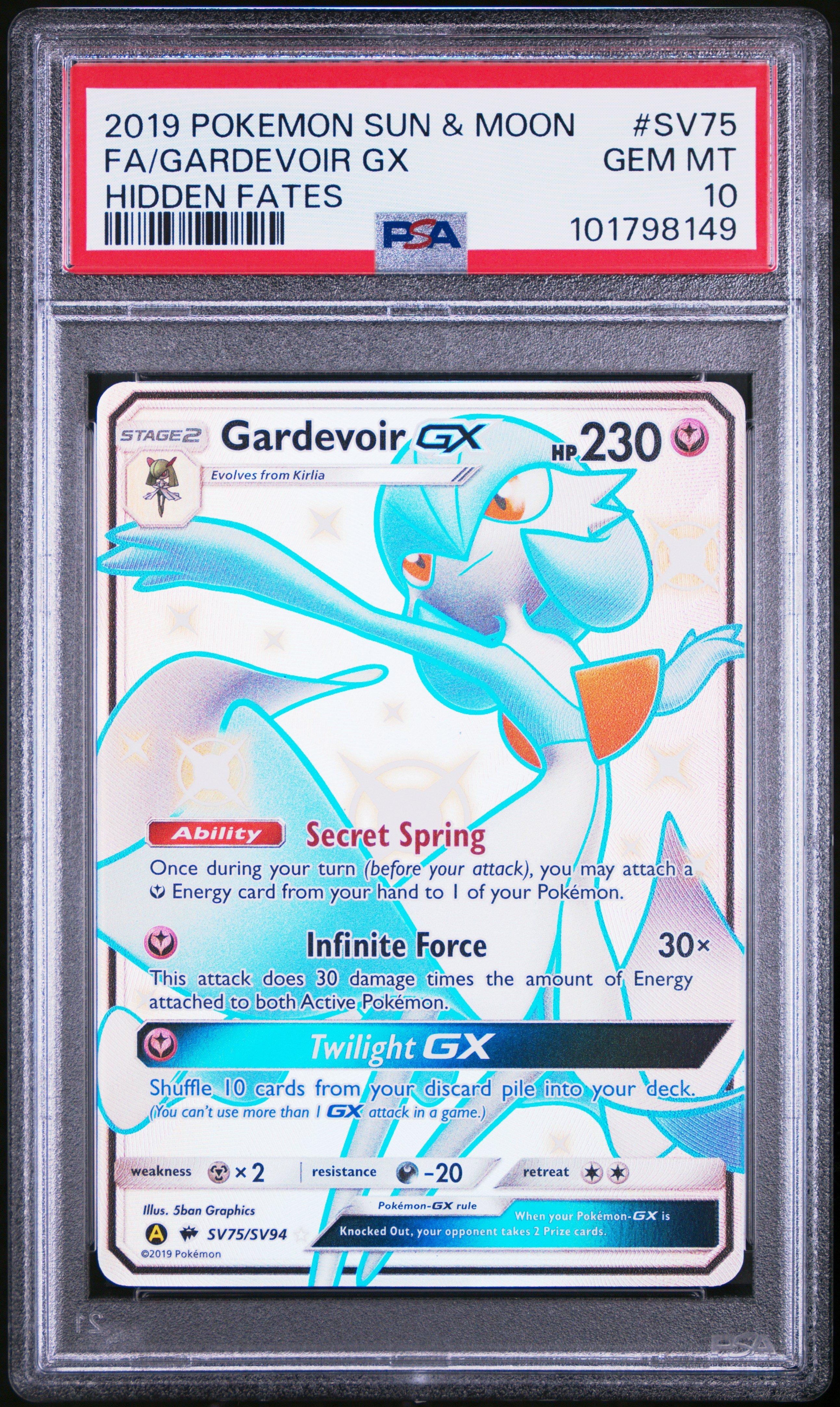 2019 Pokemon Sun & Moon Hidden Fates Sv75 Full Art/gardevoir Gx