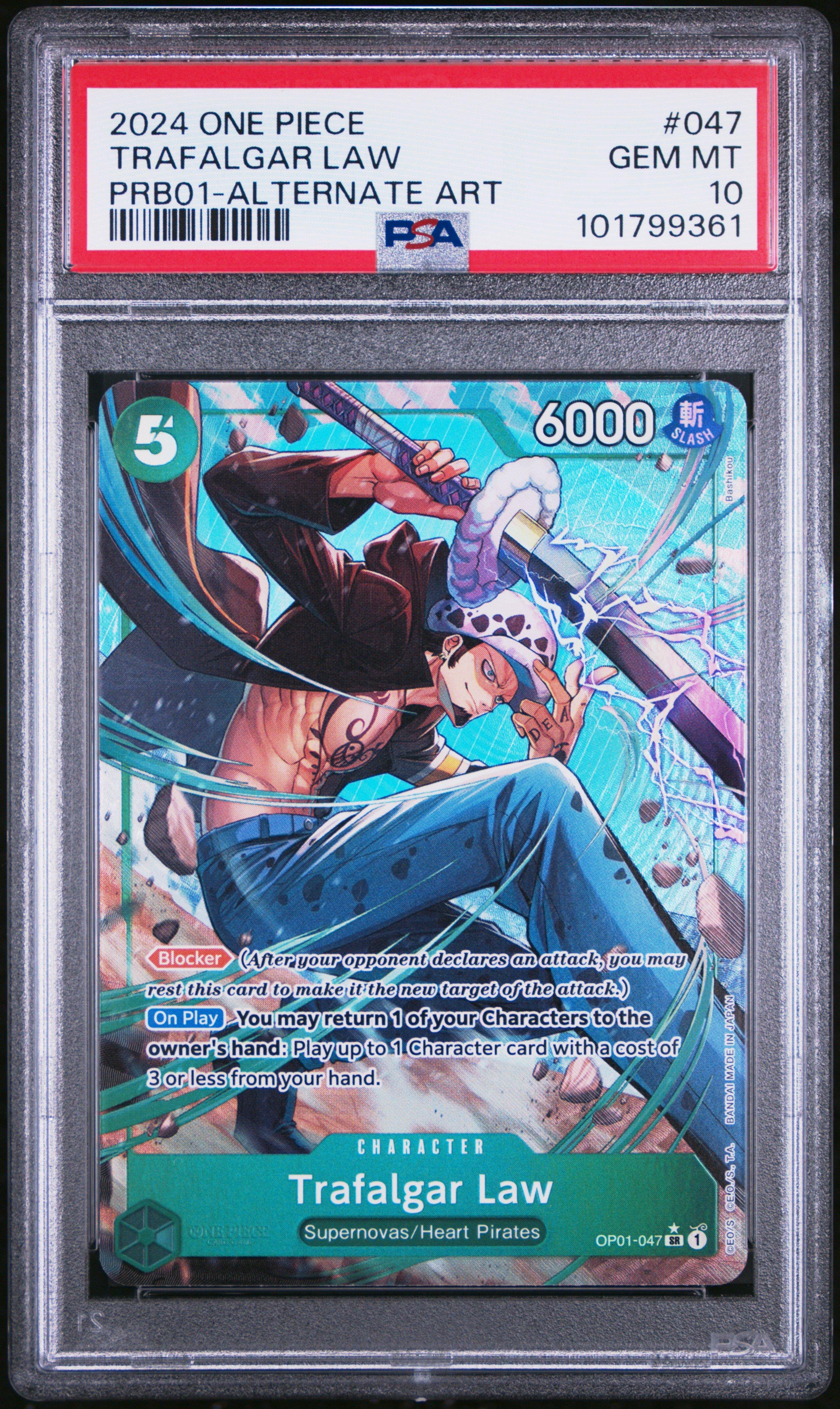 2024 One Piece Premium Booster -one Piece Card The Best- 047 Trafalgar Law Alternate Art PSA 10