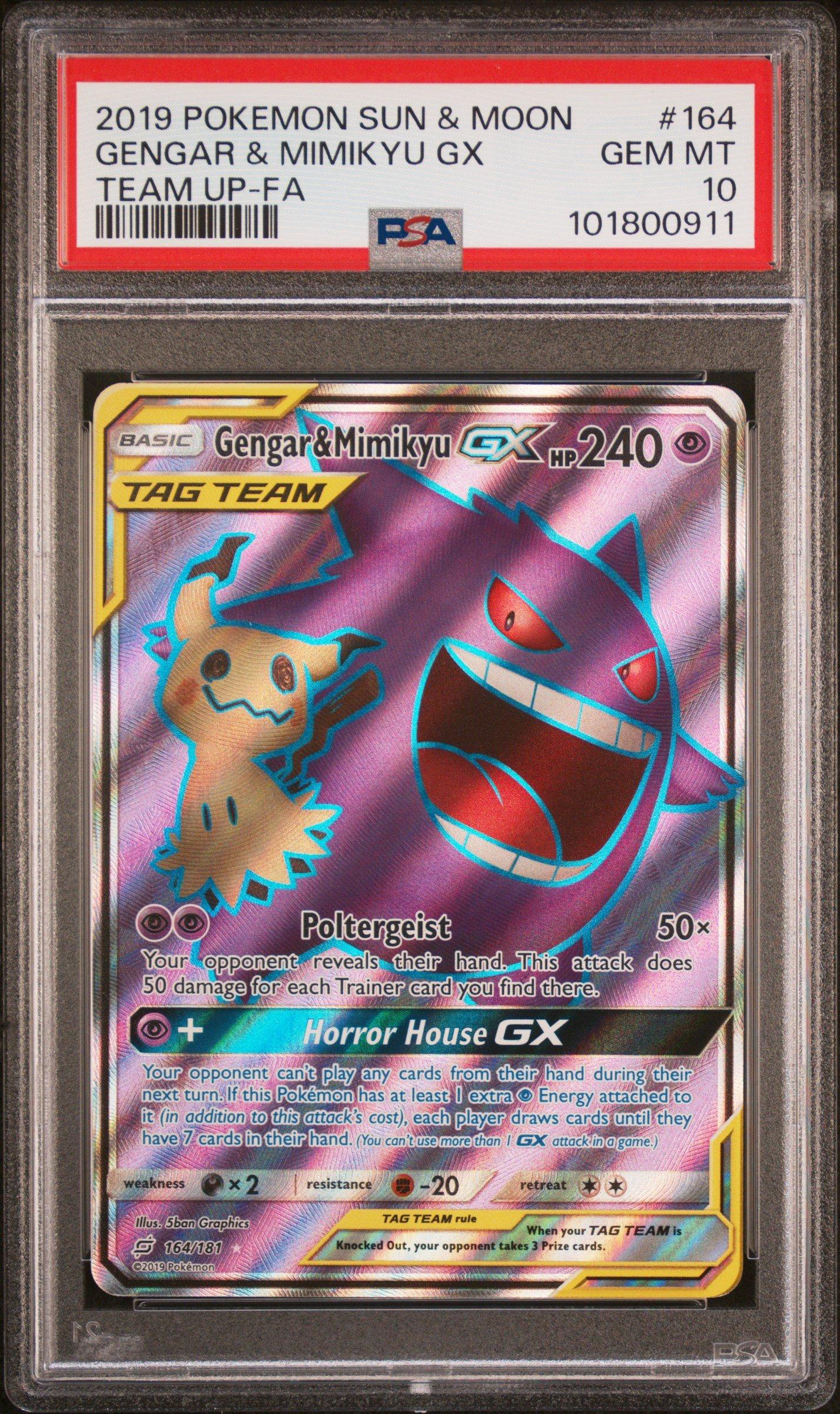 2019 Pokemon Sun & Moon Team Up 164 Full Art/gengar & Mimikyu Gx