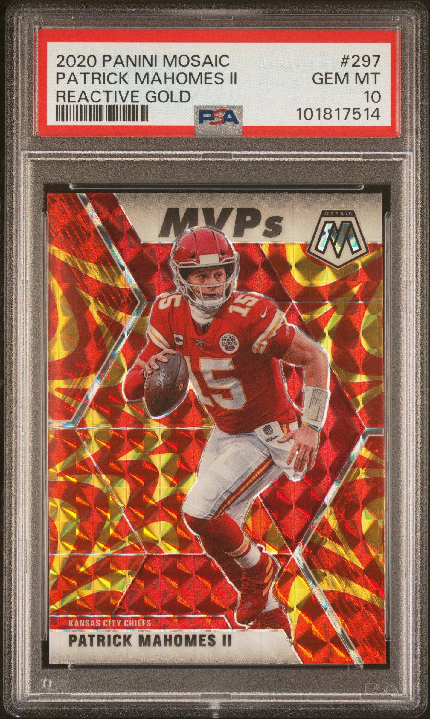 2020 Panini Mosaic 297 Patrick Mahomes Ii Reactive Gold PSA 10