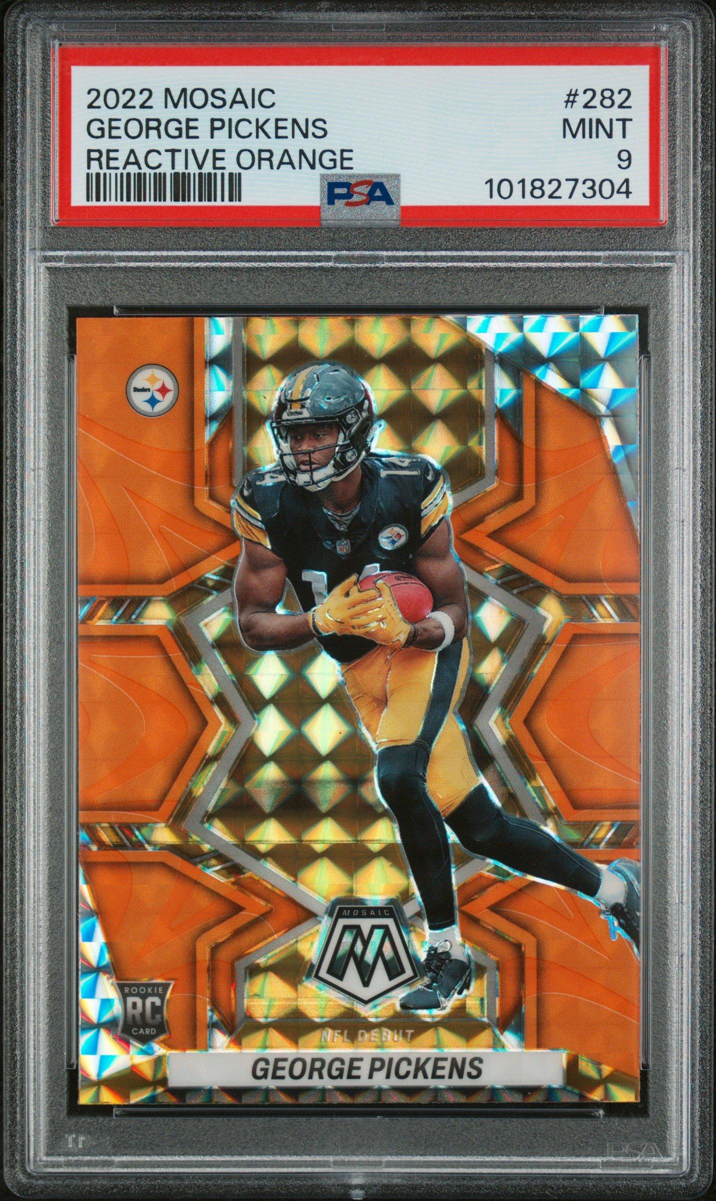 2022 Panini Mosaic 282 George Pickens Reactive Orange PSA 9