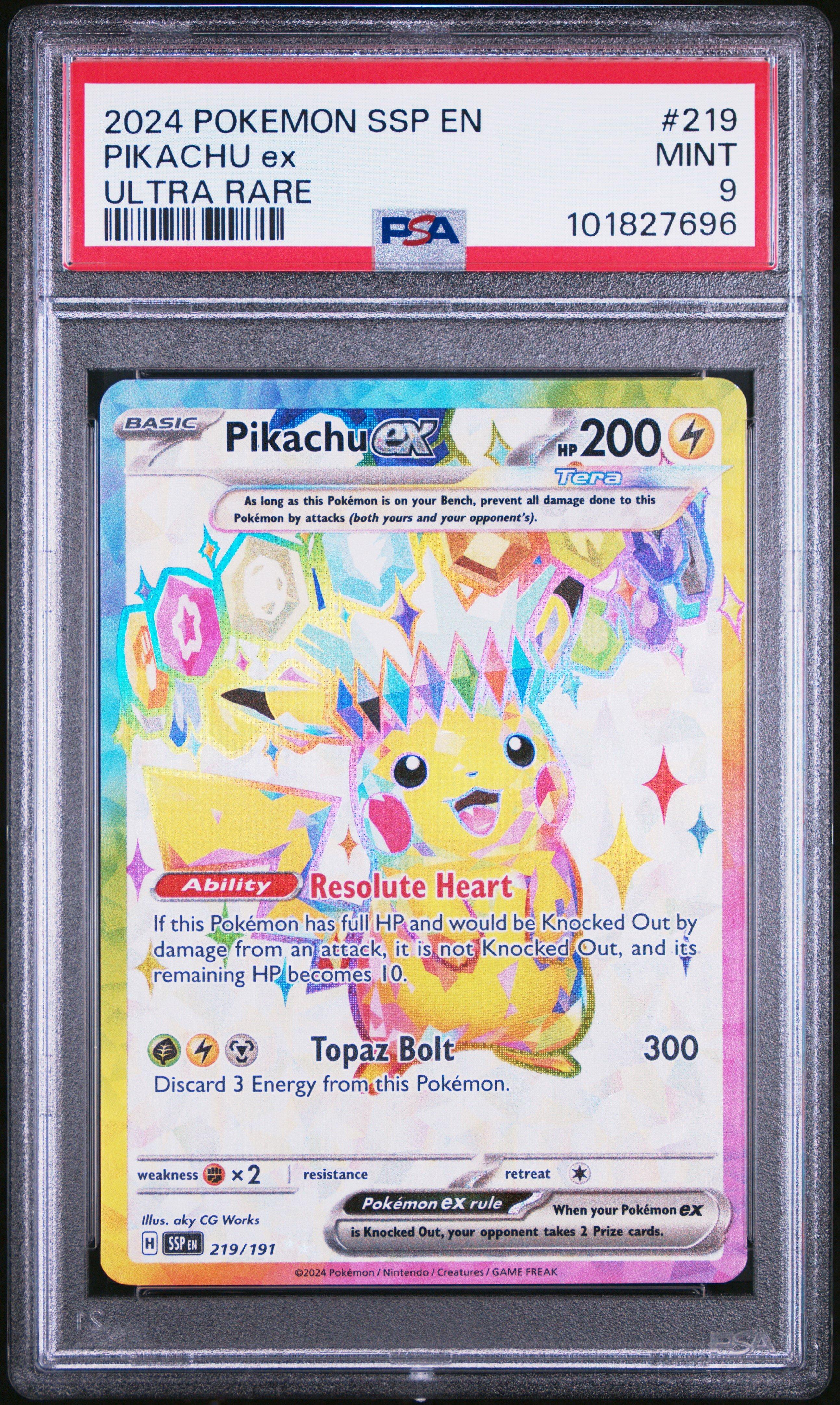 ブースターex psa9 pcg 2024 Pokemon Ssp En-surging Sparks 219 Pikachu Ex Ultra Rare PSA 9