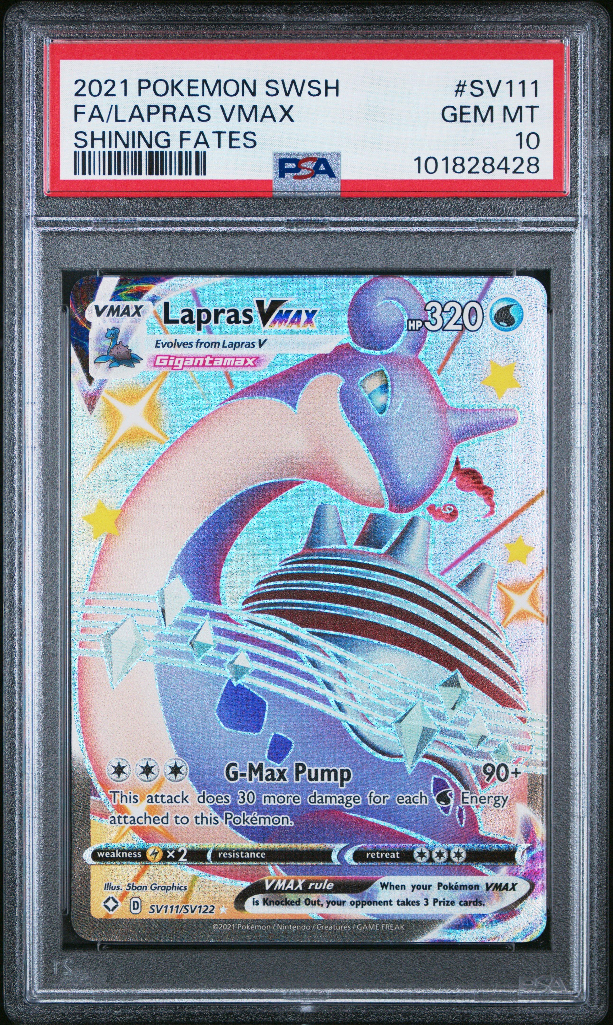 2021 Pokemon Sword & Shield Shining Fates Sv111 Full Art/lapras