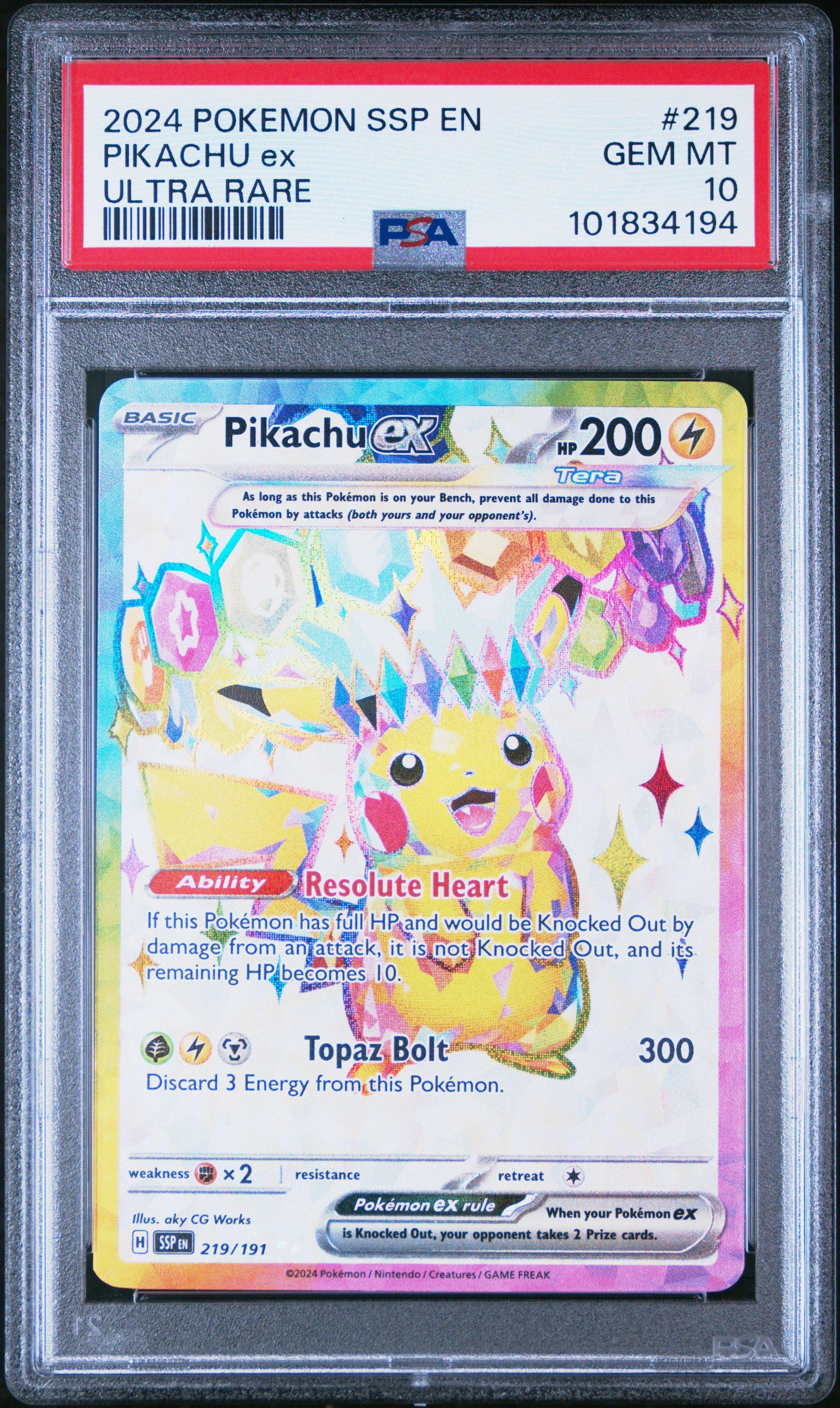 2024 Pokemon Ssp En-surging Sparks 219 Pikachu Ex Ultra Rare PSA