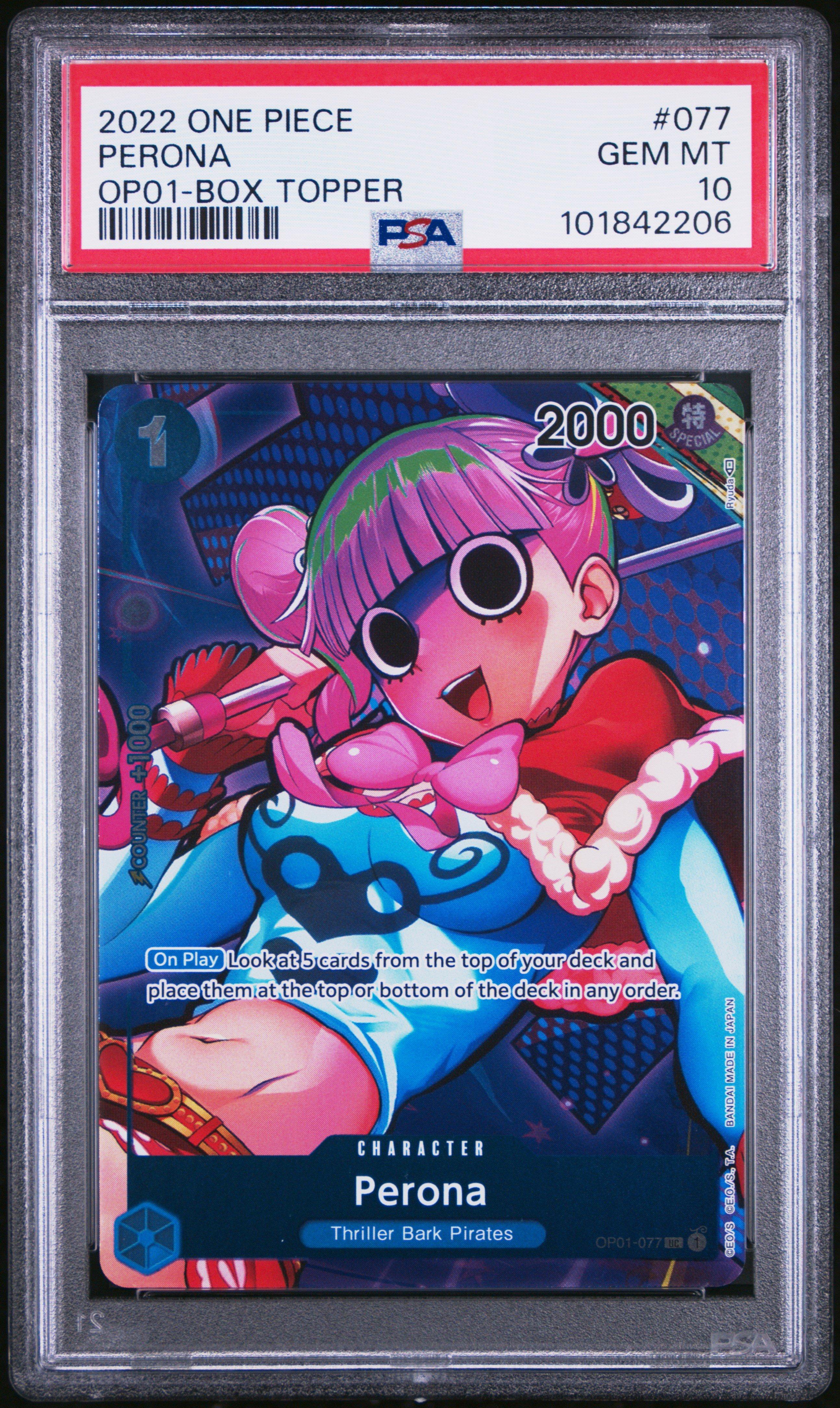 2022 One Piece Op01-romance Dawn 077 Perona Box Topper PSA 10