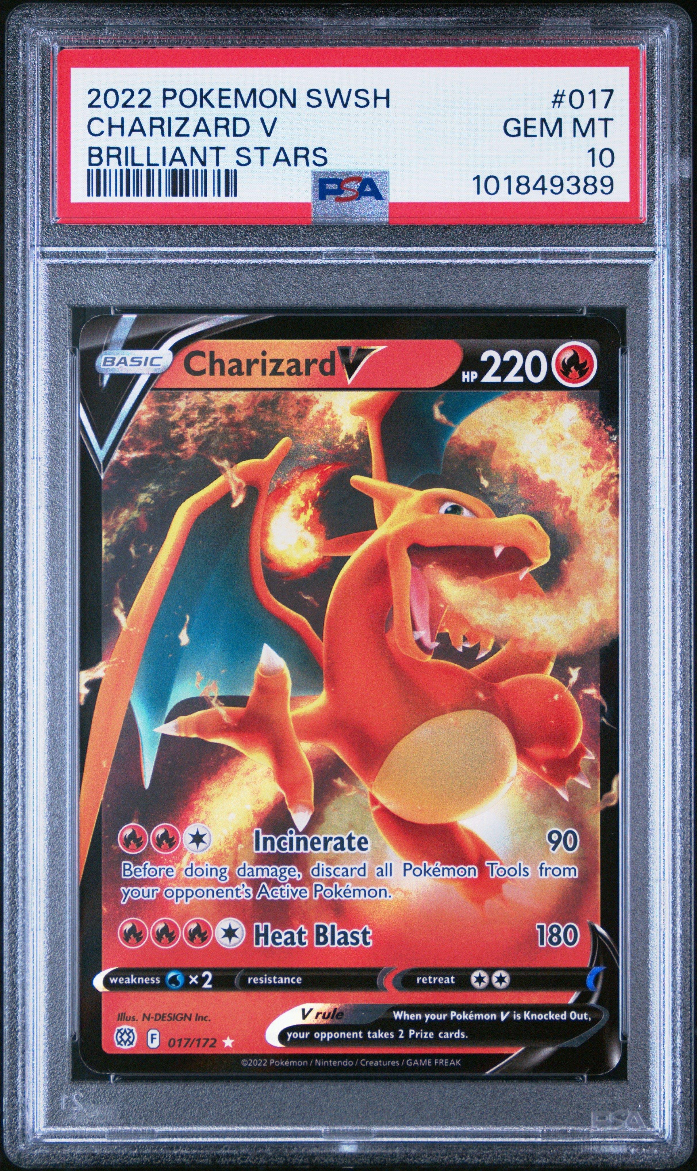 2022 Pokemon Sword & Shield Brilliant Stars 017 Charizard V PSA 10