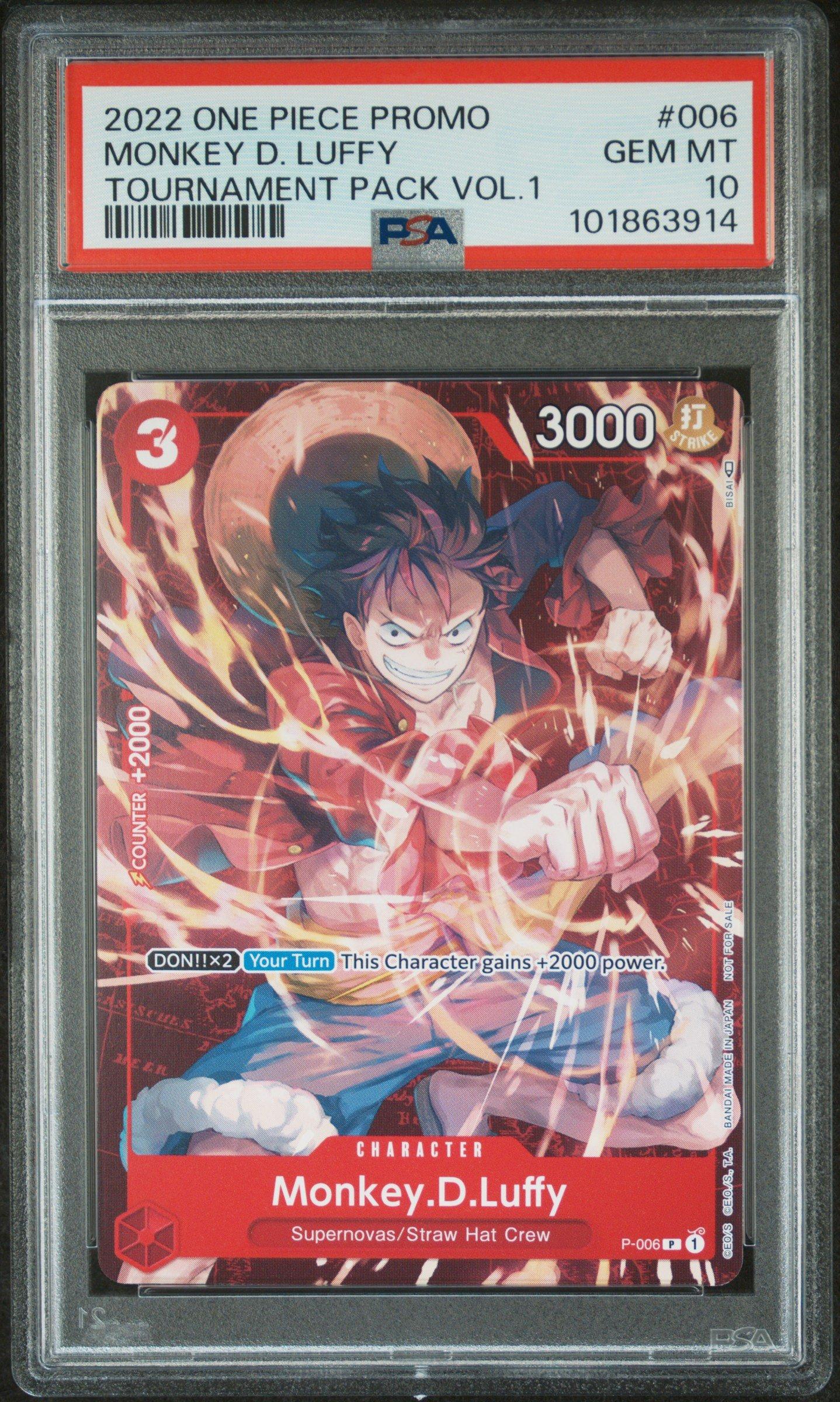 2022 One Piece Promos Monkey D. Luffy Tournament Pack Vol.1 PSA 10