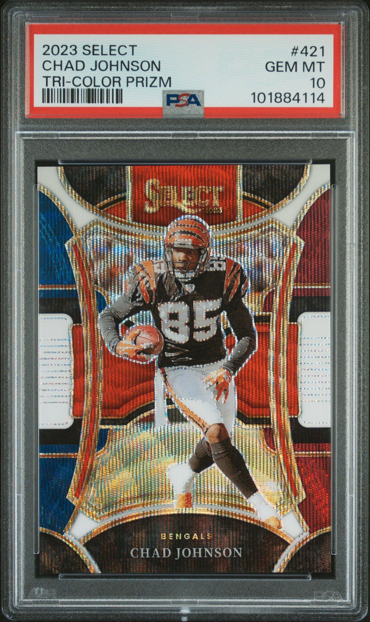 2023 Panini Select 421 Chad Johnson Tri-color Prizm PSA 10