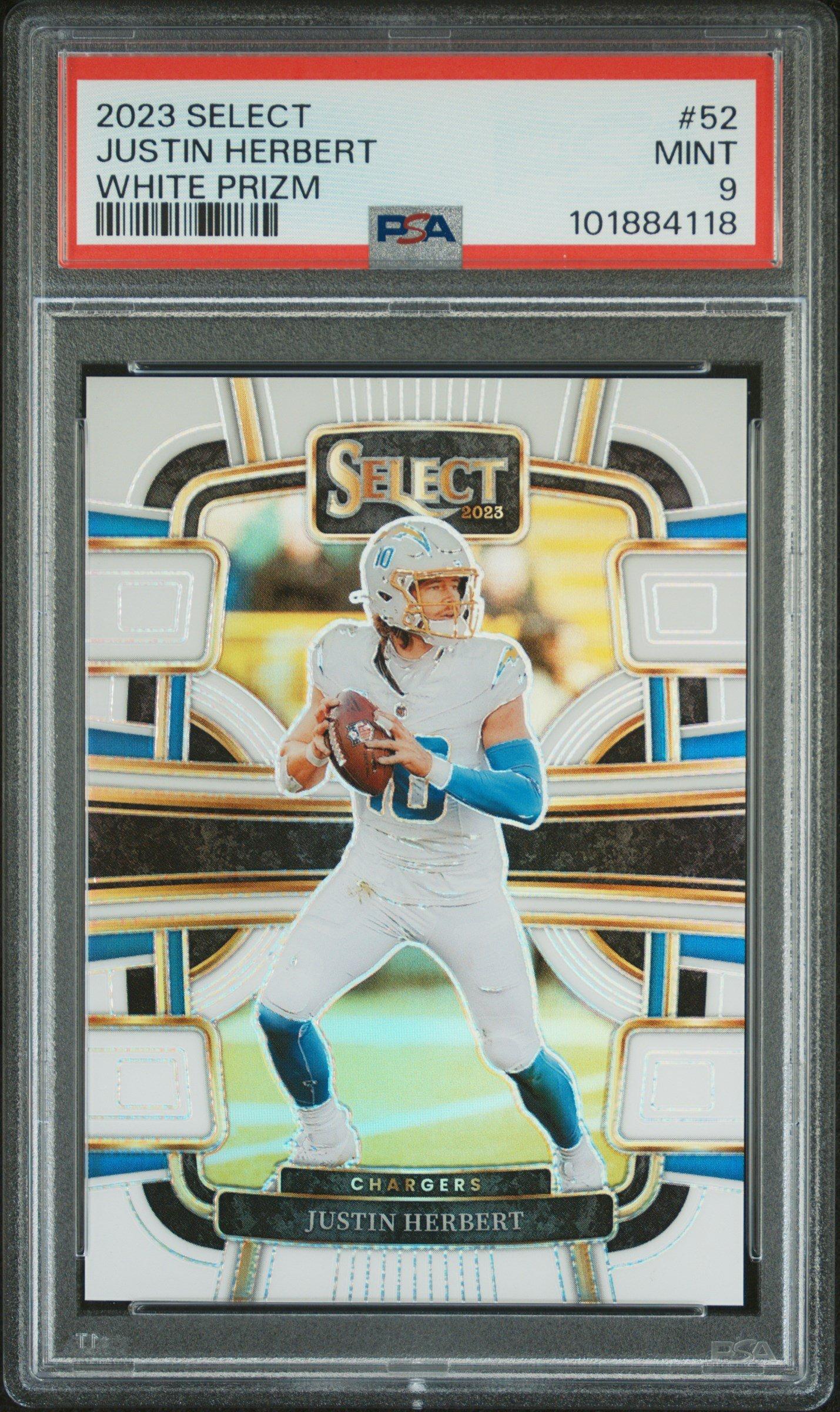 2023 Panini Select 52 Justin Herbert White Prizm PSA 9