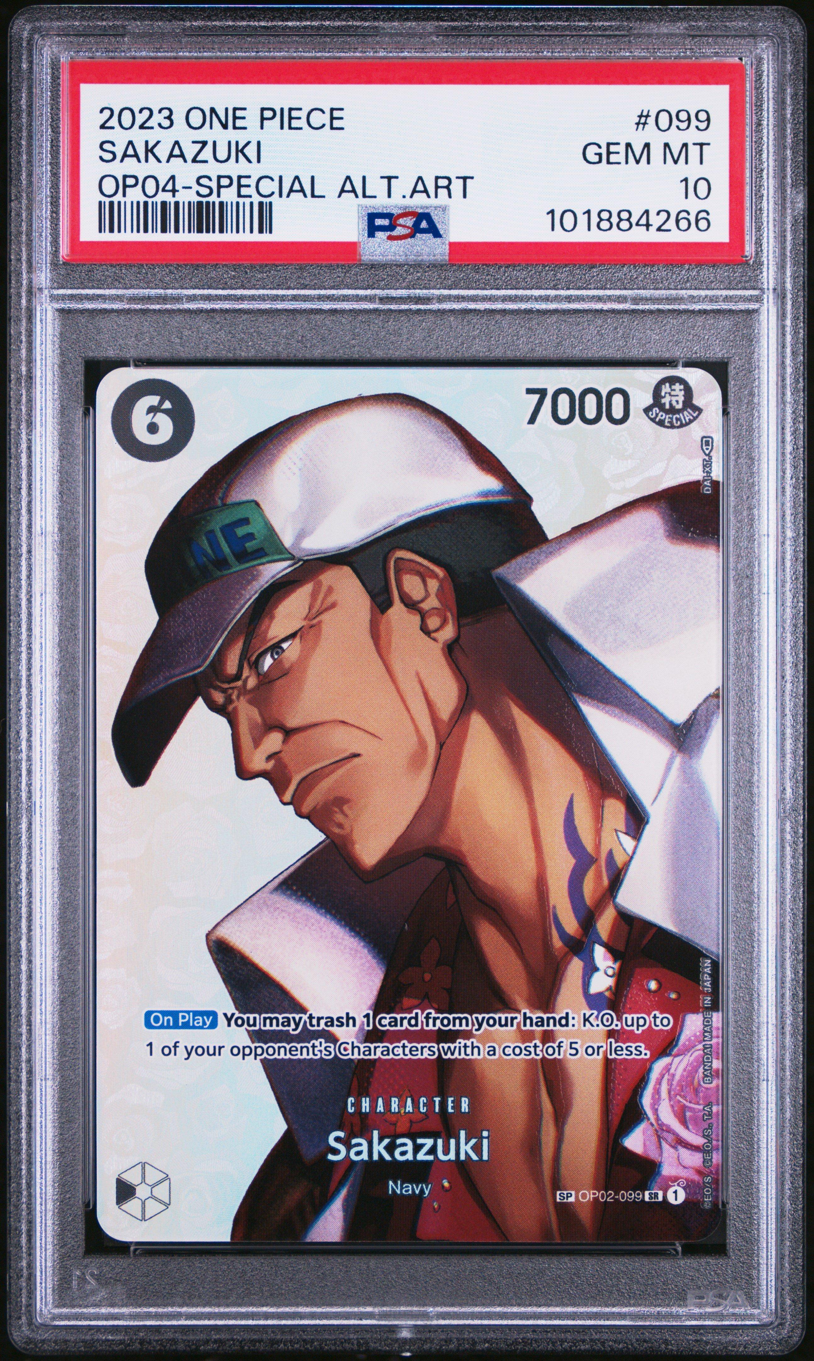 2023 One Piece Op04-kingdoms Of Intrigue 099 Sakazuki Special Alternate Art PSA 10
