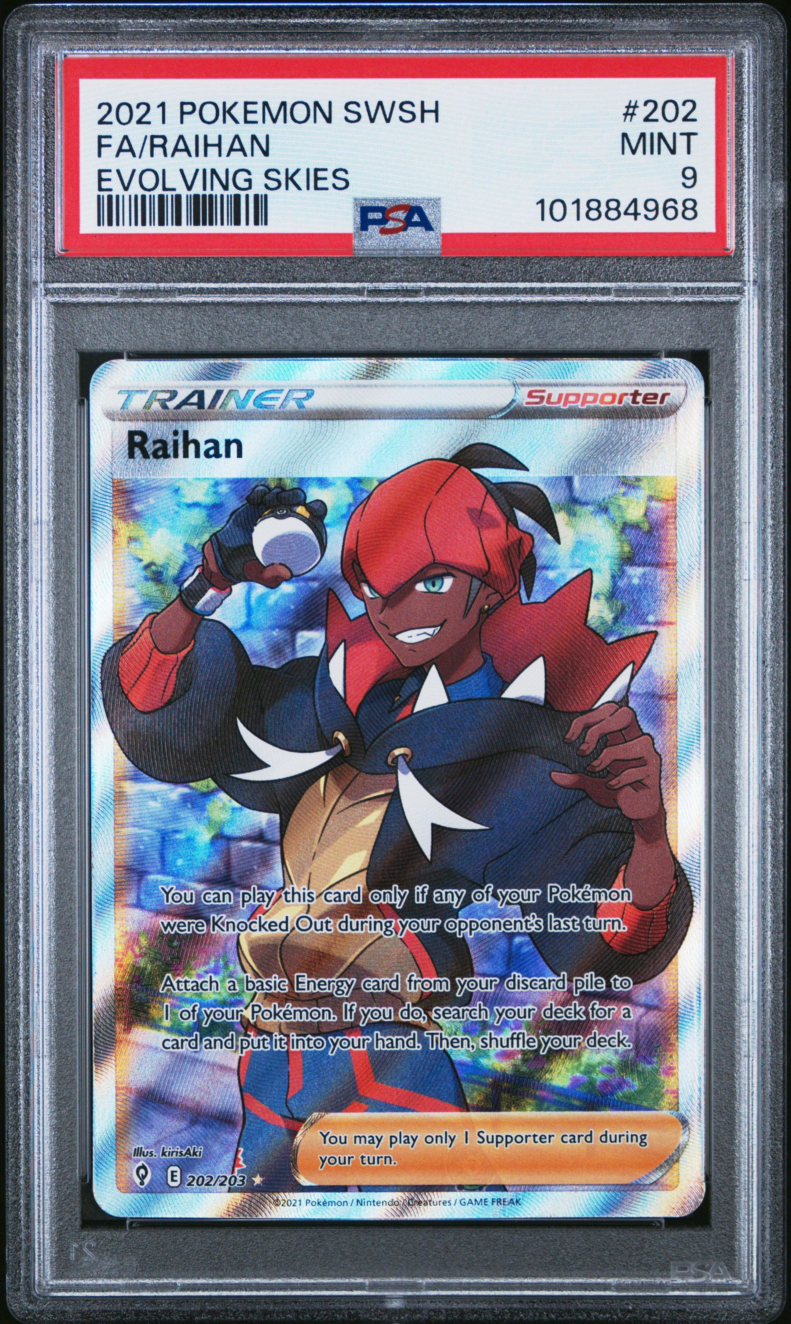 2021 Pokemon Sword & Shield Evolving Skies 202 Full Art/raihan PSA
