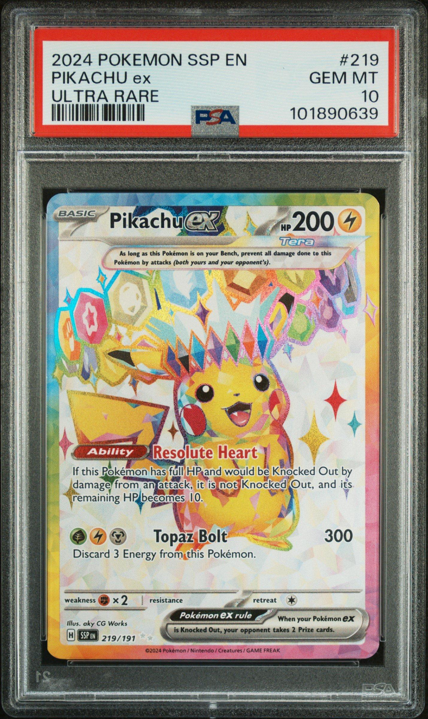 2024 Pokemon Ssp En-surging Sparks 219 Pikachu Ex Ultra Rare PSA