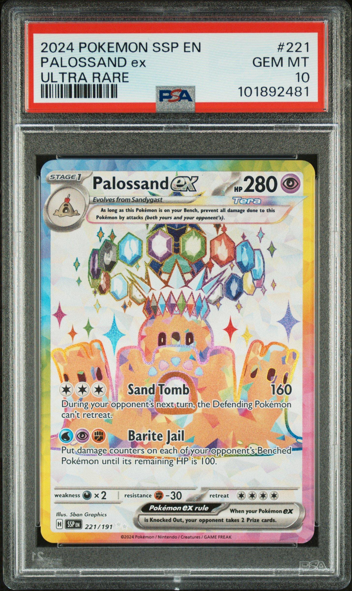2024 Pokemon Ssp En-surging Sparks 221 Palossand Ex Ultra Rare PSA