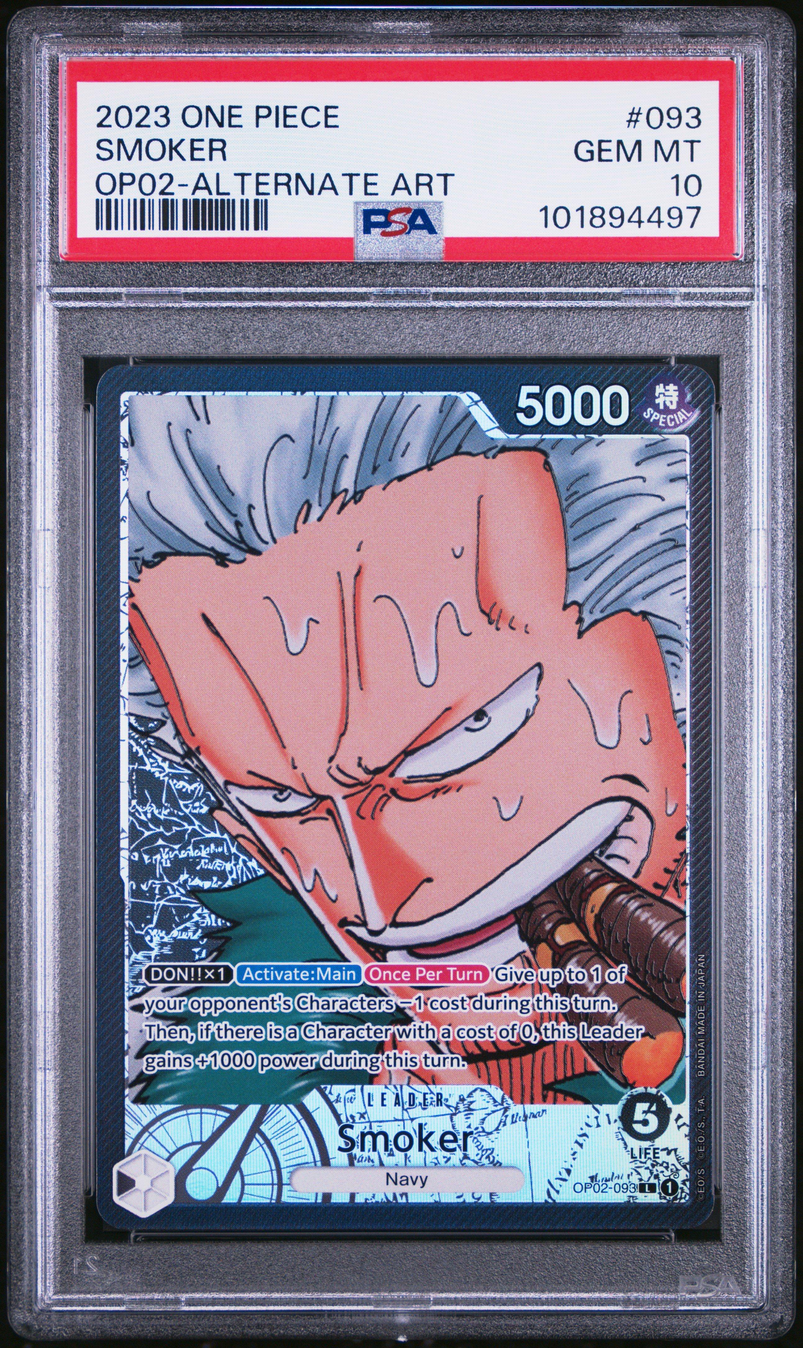 2023 One Piece Paramount War 093 Smoker Alternate Art PSA 10