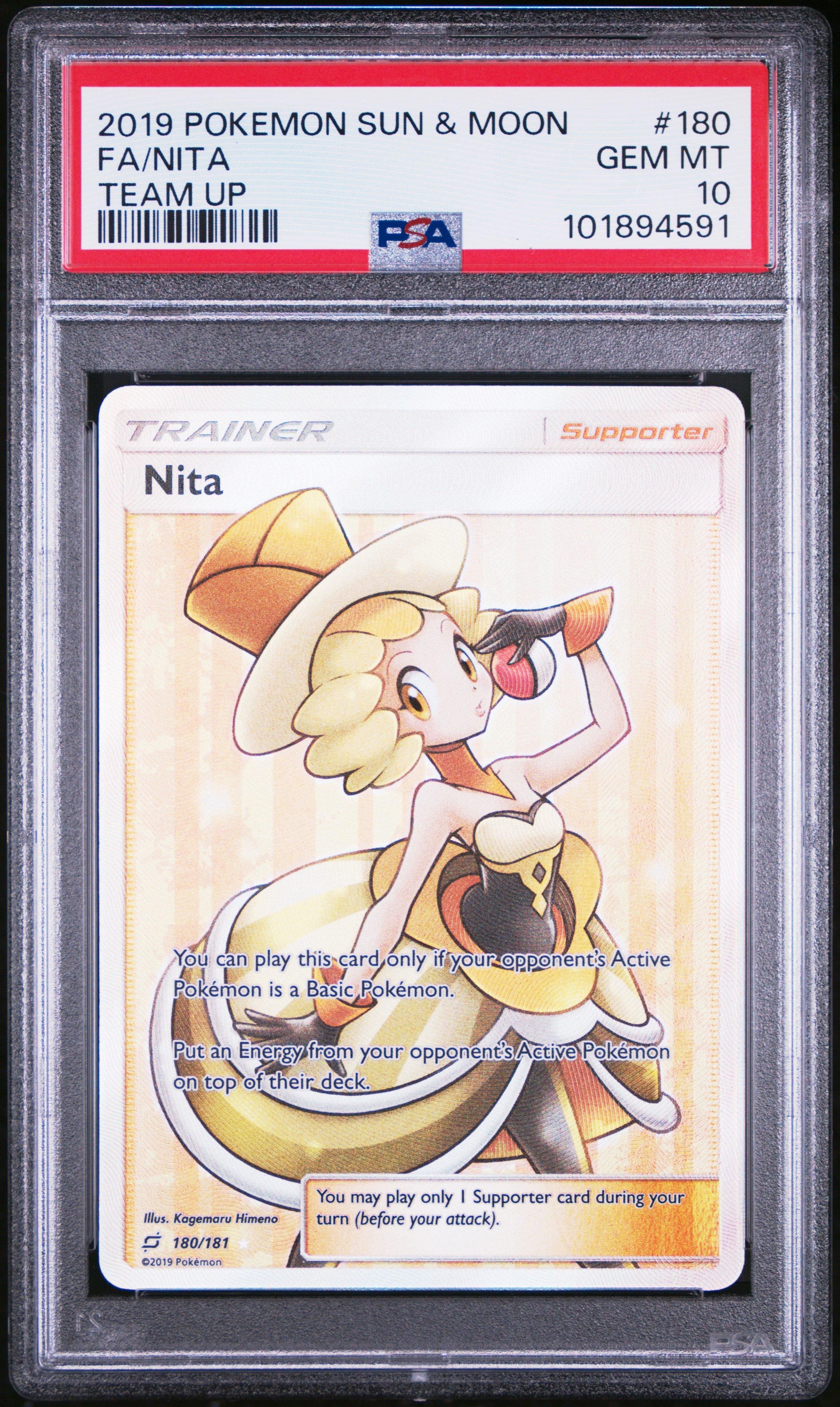 2019 Pokemon Sun & Moon Team Up 180 Full Art/nita PSA