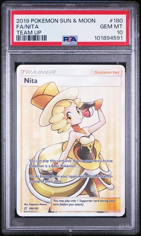 nita pokemon card price ARS10+ SM8b 160/150 SR 2018 PSA Japanese PS667 Commemorate your favorite tabletop game with this Nita 2019 Pokemon Team Up Full Art #180 PSA Authenticated 9 Card [Pokemon Card Game/[SM8b] GX Ultra